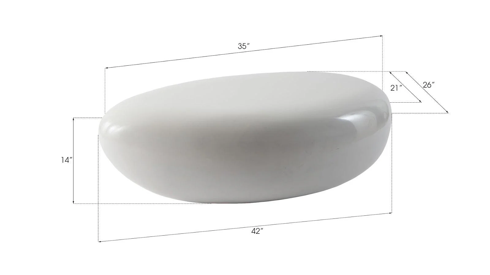 River Stone Coffee Table, Small, Gel Coat White - Frankwebs