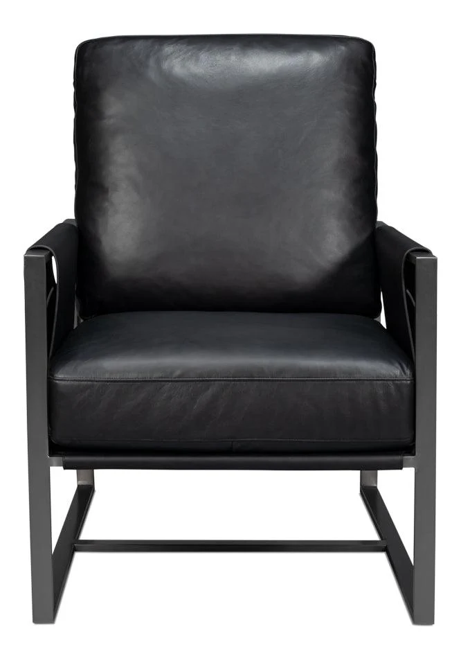 Edmonds Distilled Leather Chair Onyx Blk - Frankwebs