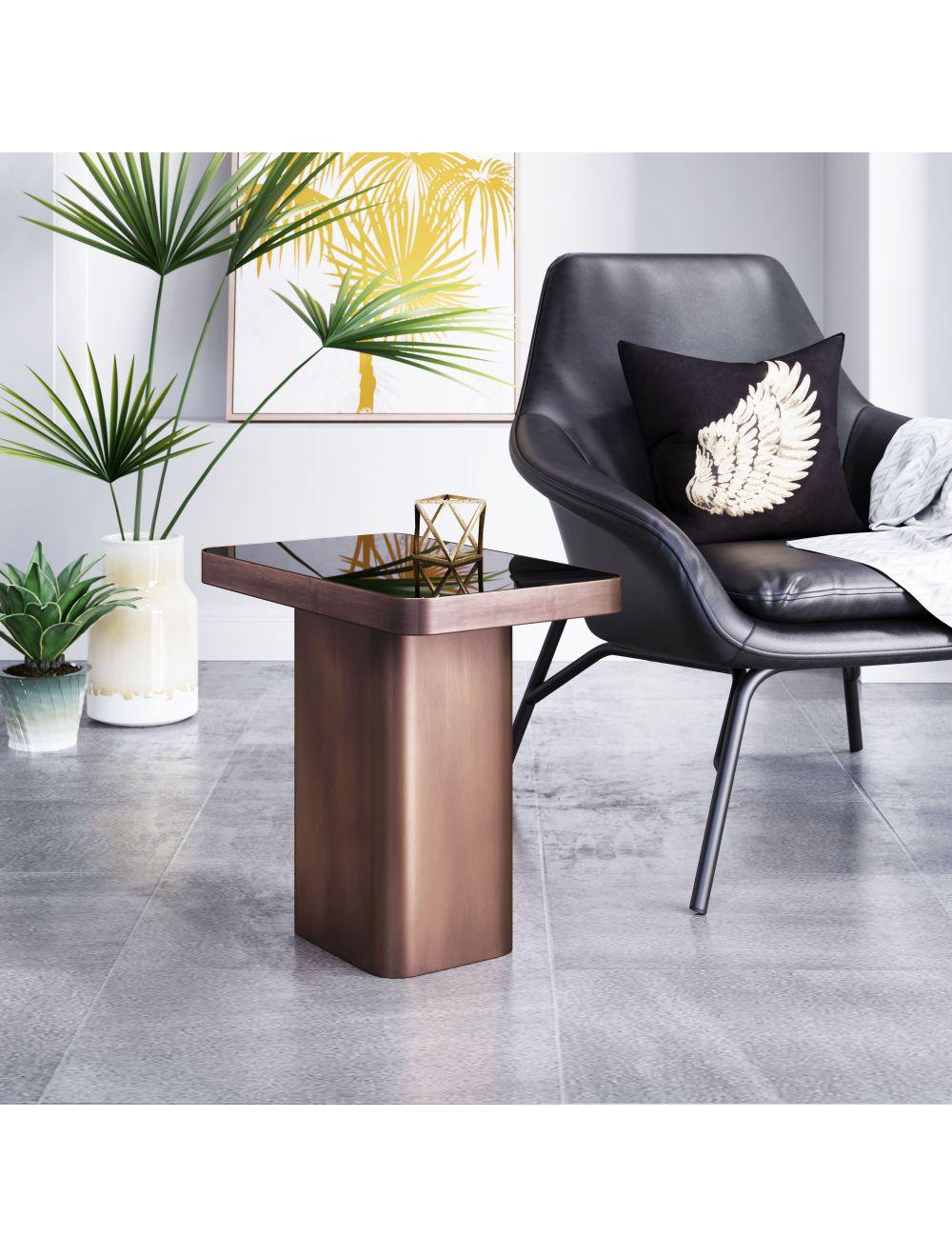 Marcos Side Table Black & Antique Bronze - Frankwebs