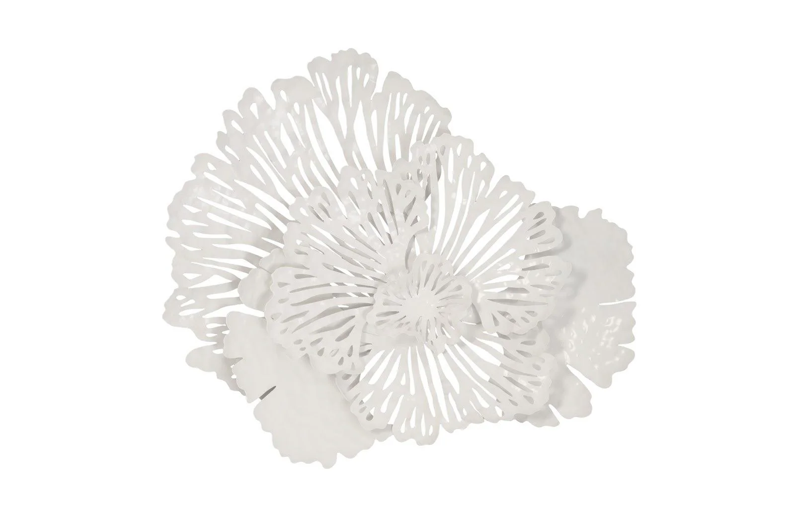 Flower Wall Art, Small, White, Metal - Frankwebs