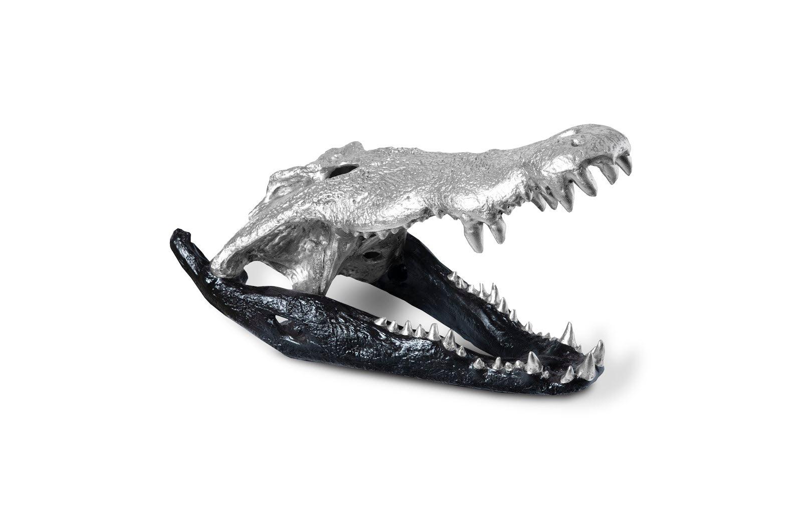 Crocodile Skull, Black/Silver Leaf - Frankwebs