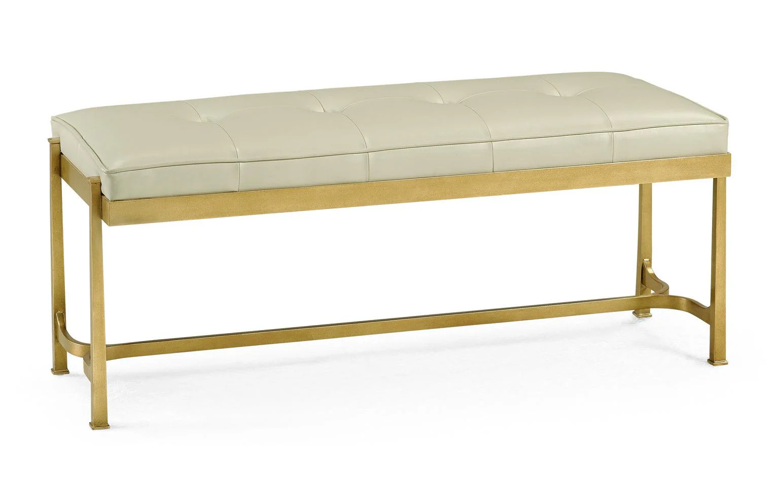 Luxe Gilded Iron & Cream Leather Bench - Frankwebs