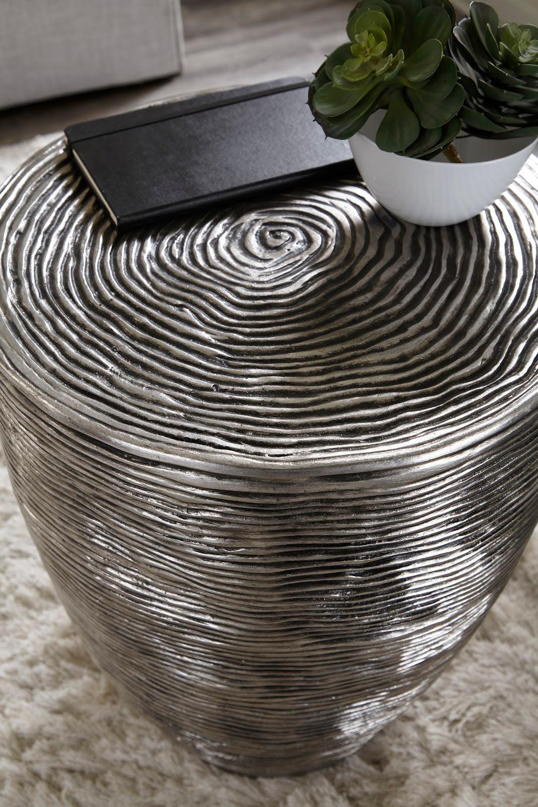 Ripple Side Table, Resin, Silver Leaf with Antiquing - Frankwebs