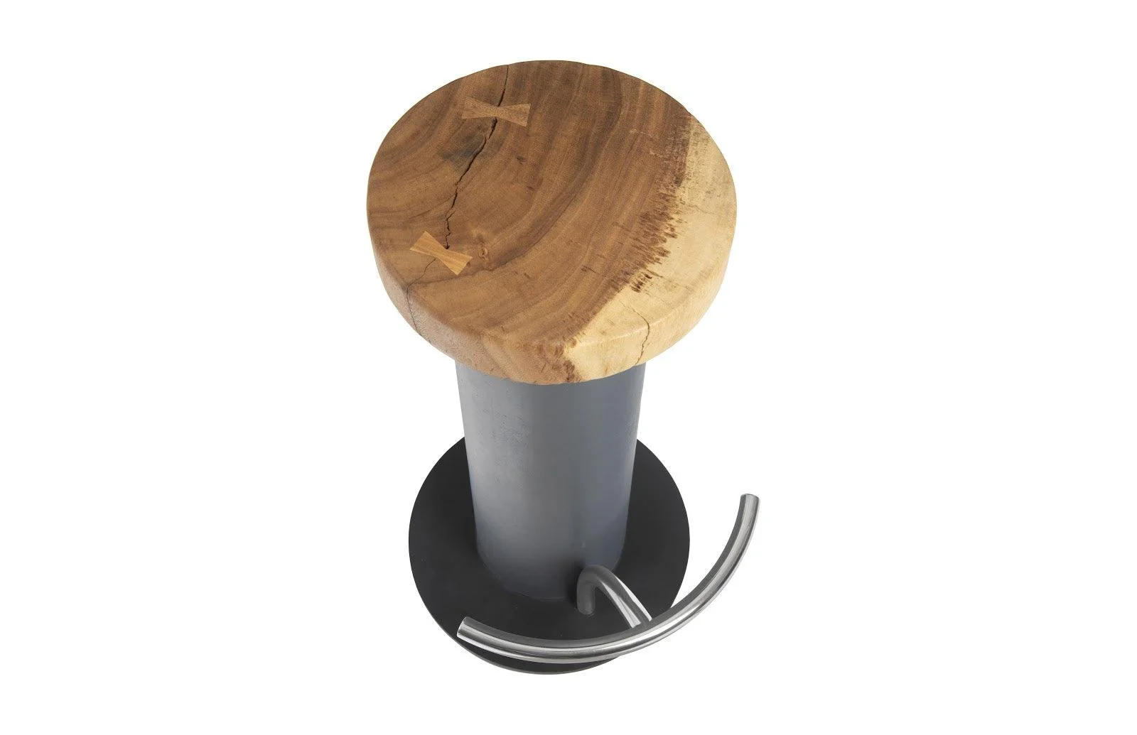 Concrete Bar Stool, Chamcha Wood Top, Stainless Steel Footrest - Frankwebs