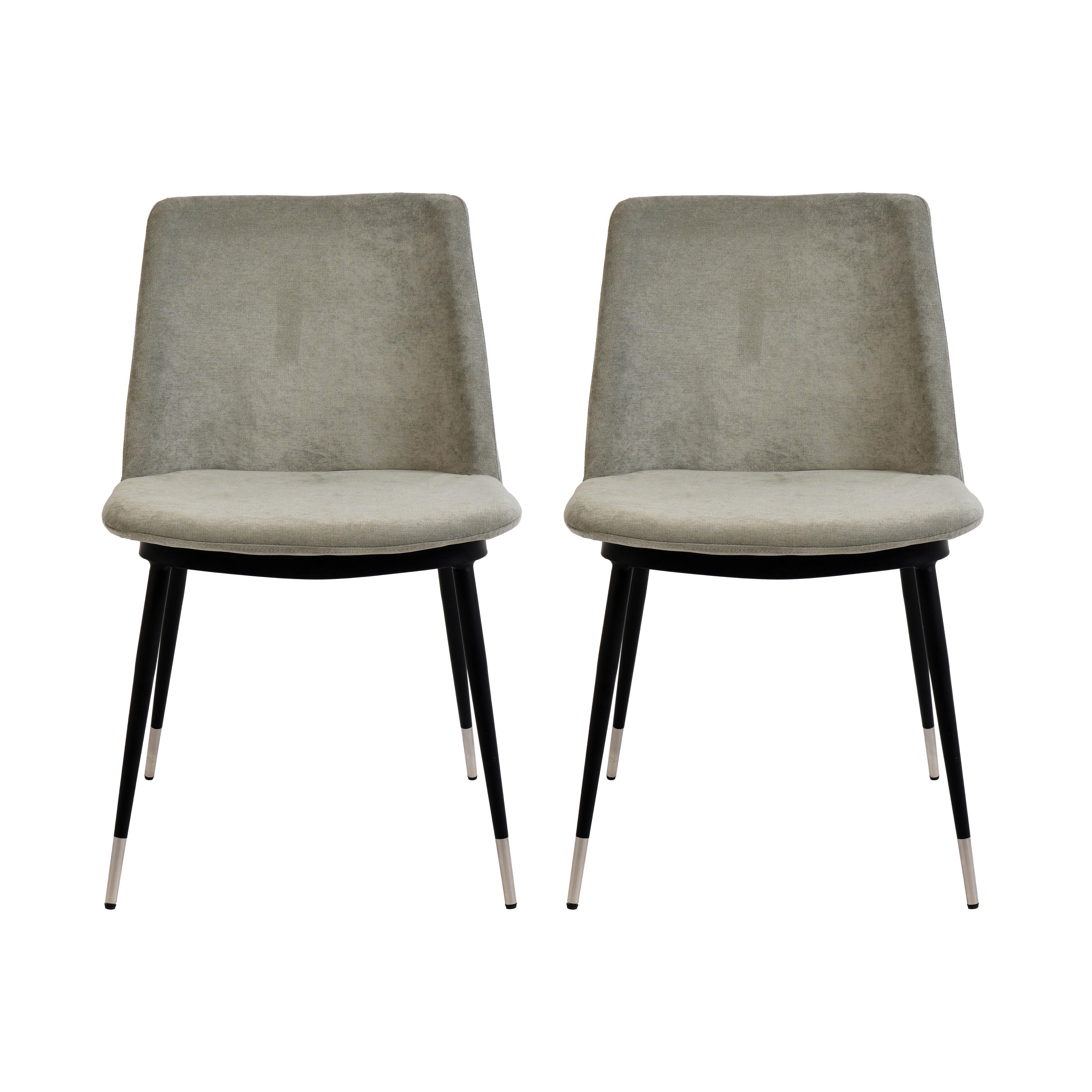 Evora Grey Velvet Chair - Silver Legs (Set of 2) - Frankwebs