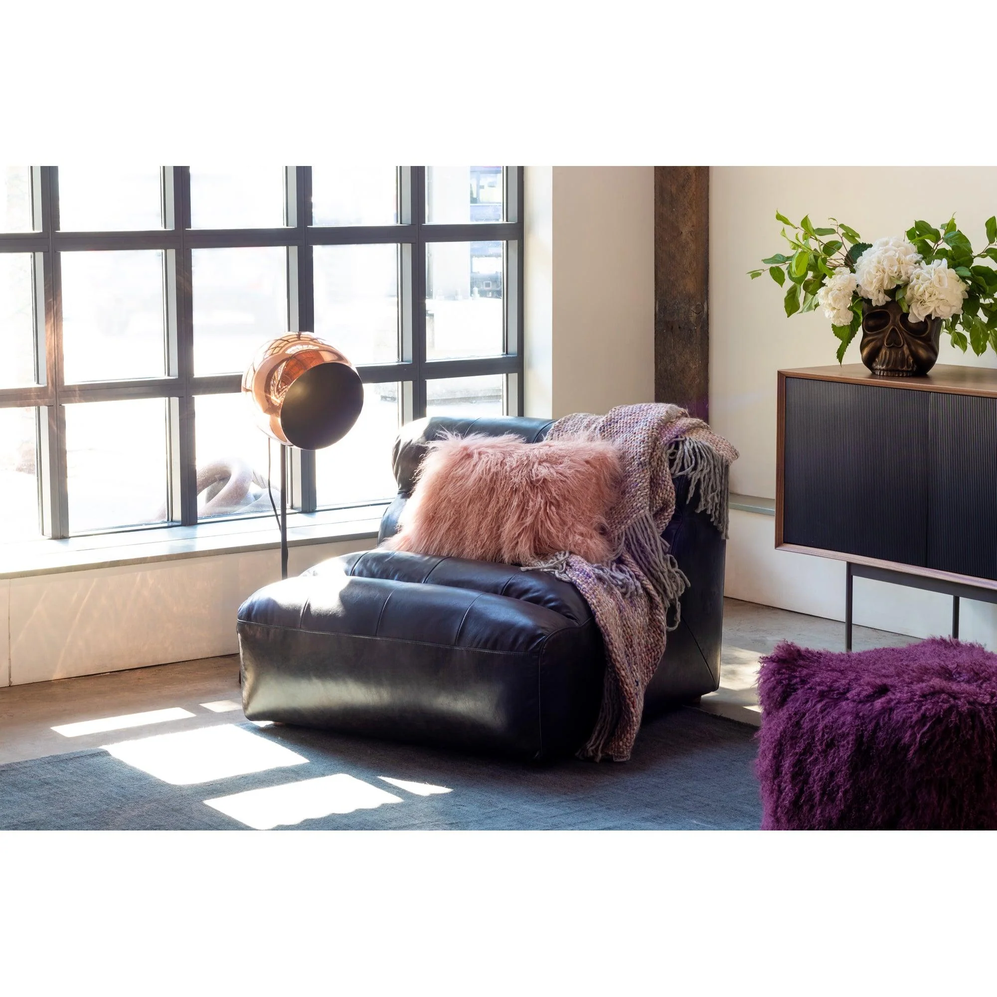 Ramsay Leather Slipper Chair Antique Black - Frankwebs