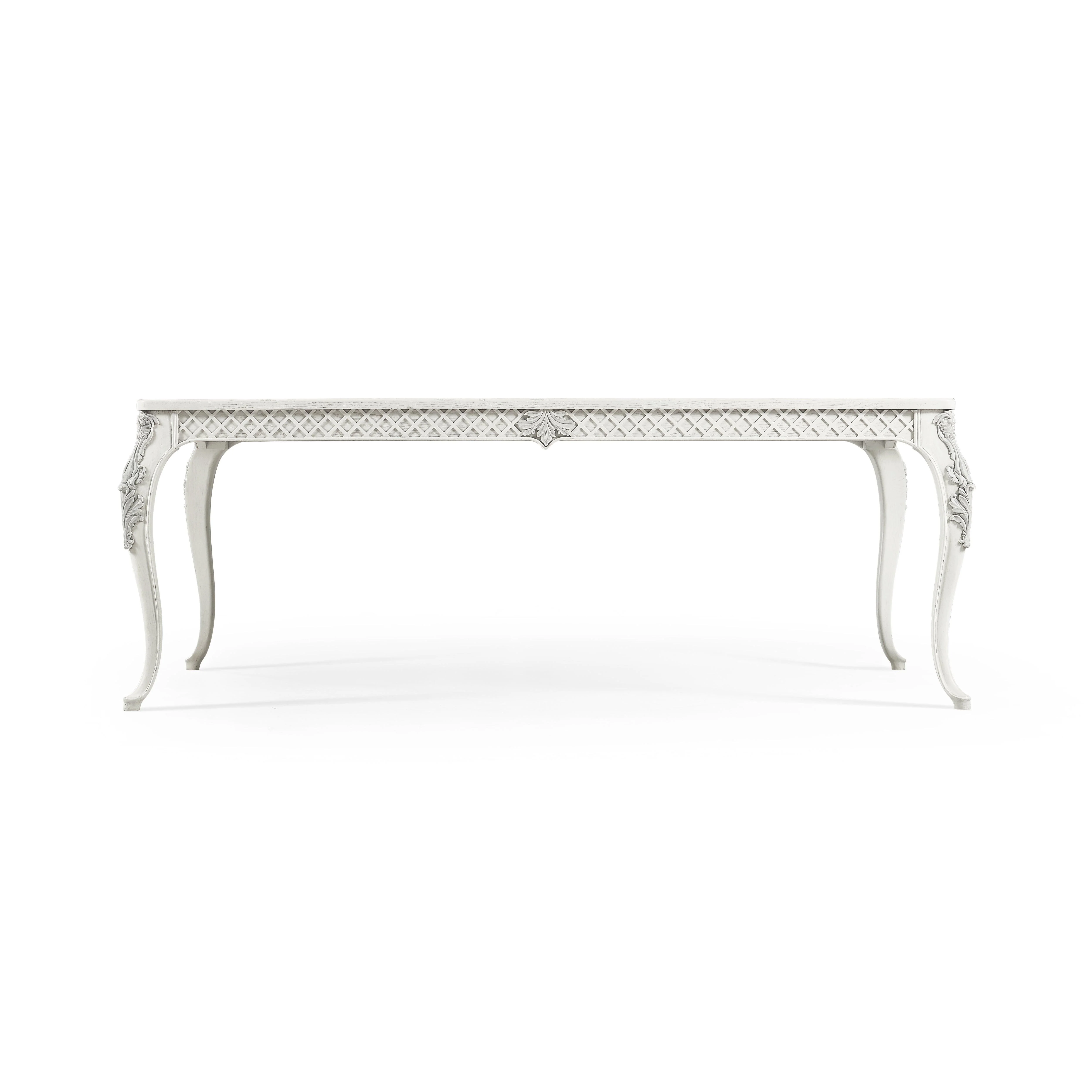 White Inversion Lattice Leg Dining Table 78