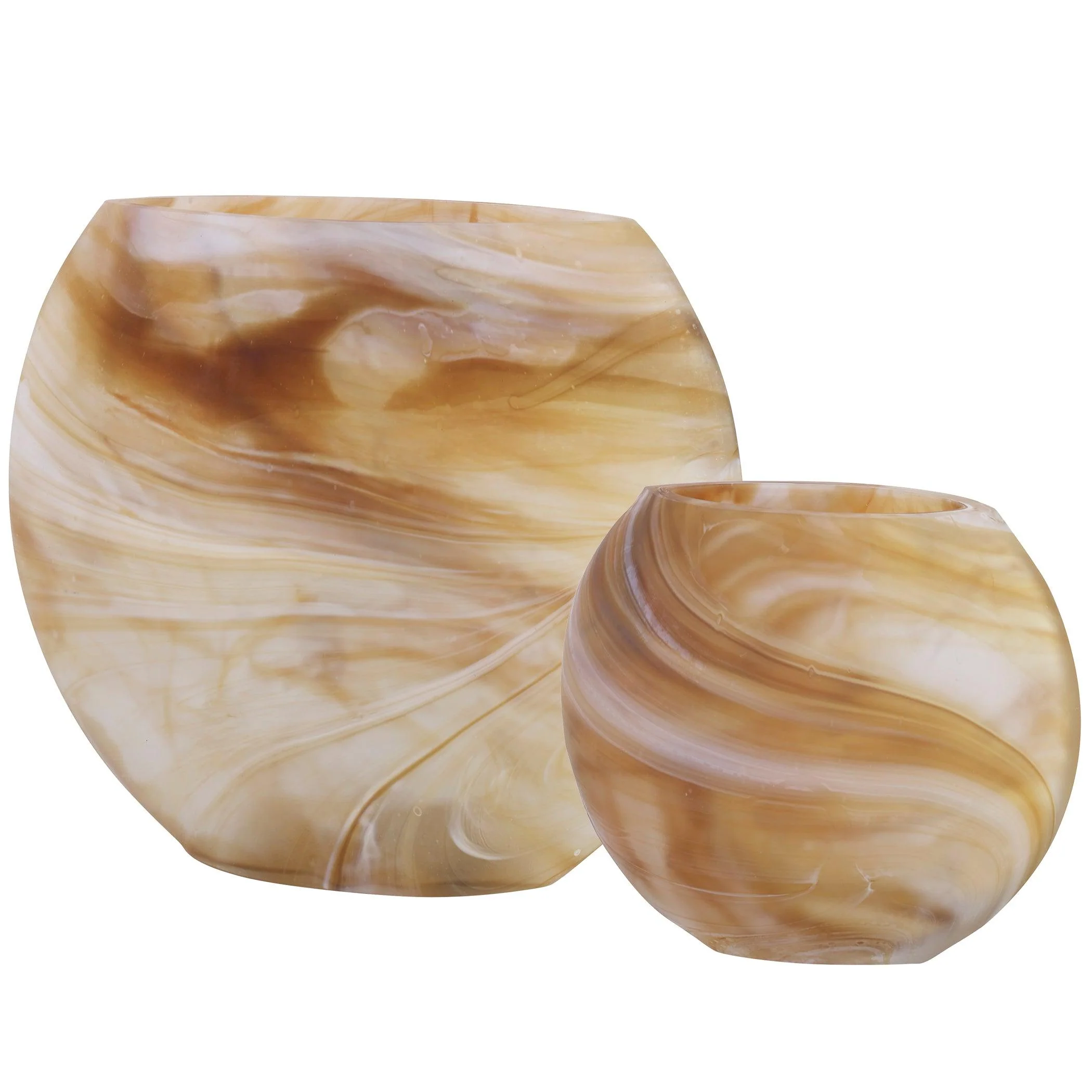 Fusion Swirled Caramel & Ivory Vases, Set/2 - Frankwebs