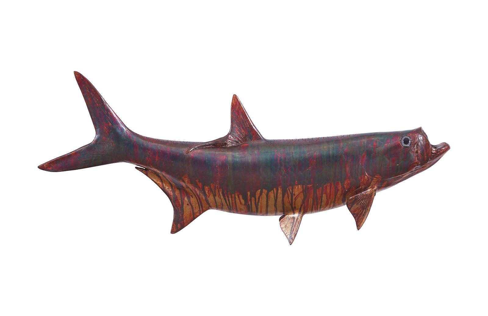 Tarpon Fish Wall Sculpture, Resin, Copper Patina Finish - Frankwebs