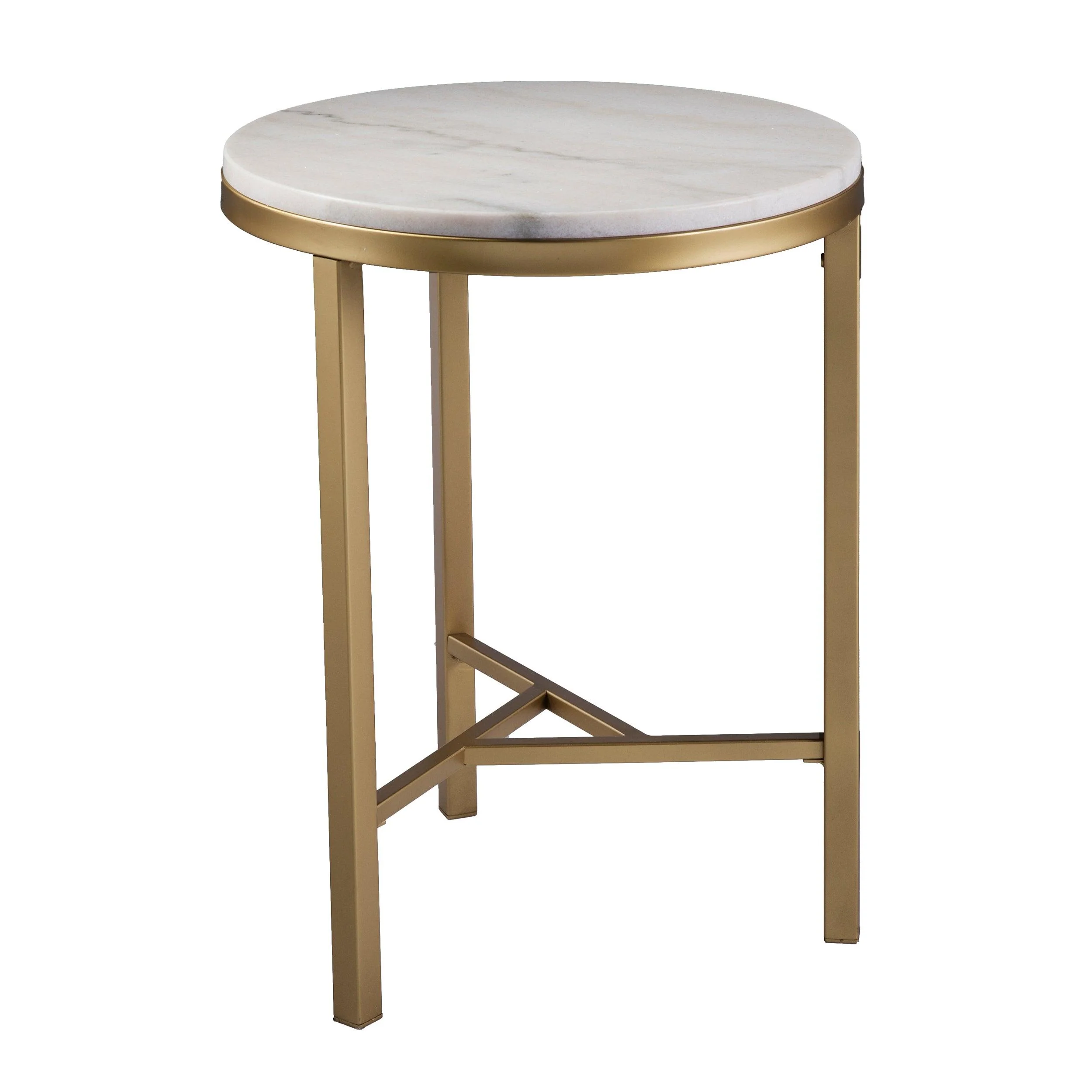 Garza Marble Side Table - Midcentury Modern Style - Champagne w/ Ivory Marble - Frankwebs