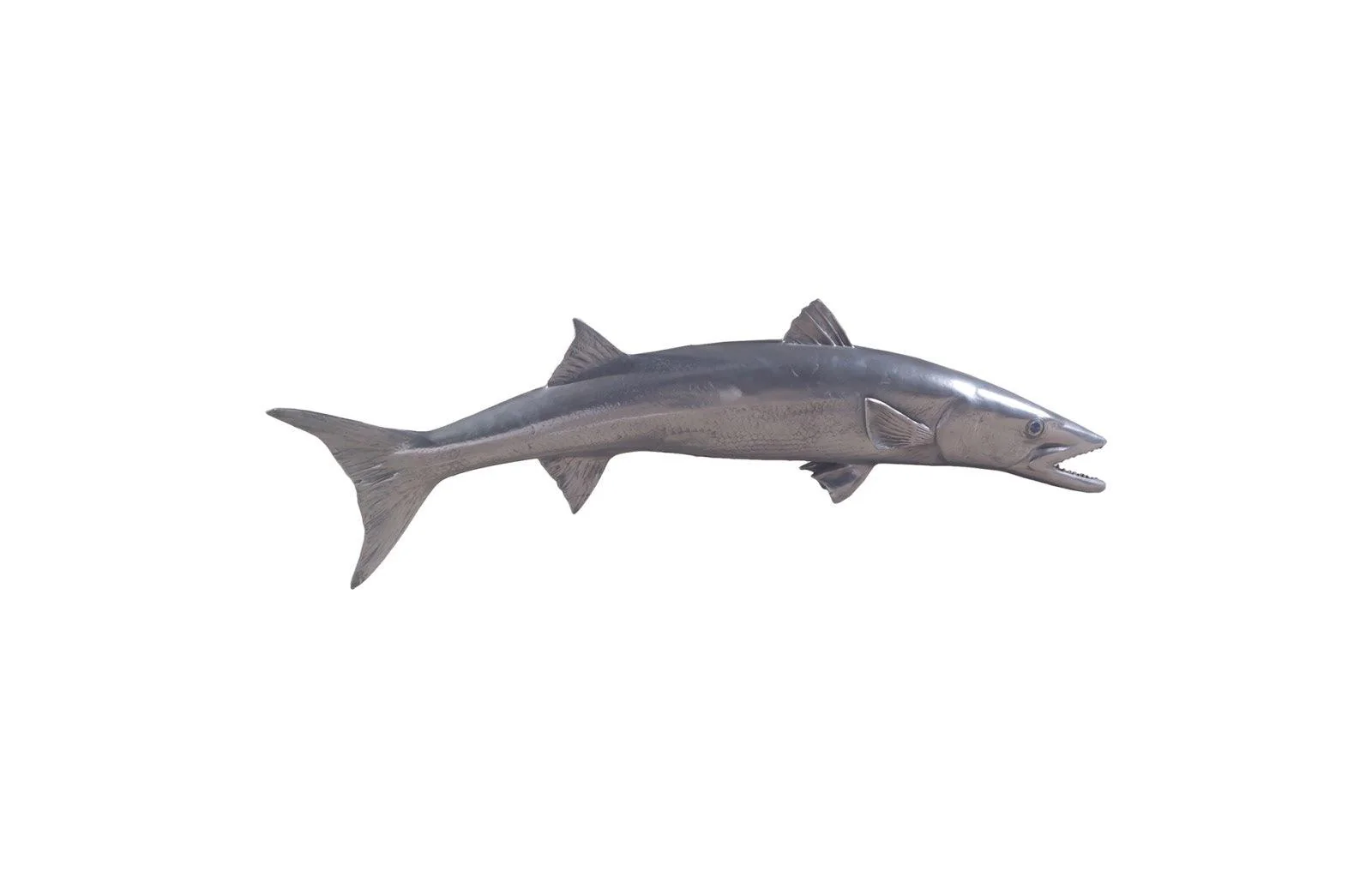 Barracuda Fish Wall Sculpture, Resin, Polished Aluminum Finish - Frankwebs