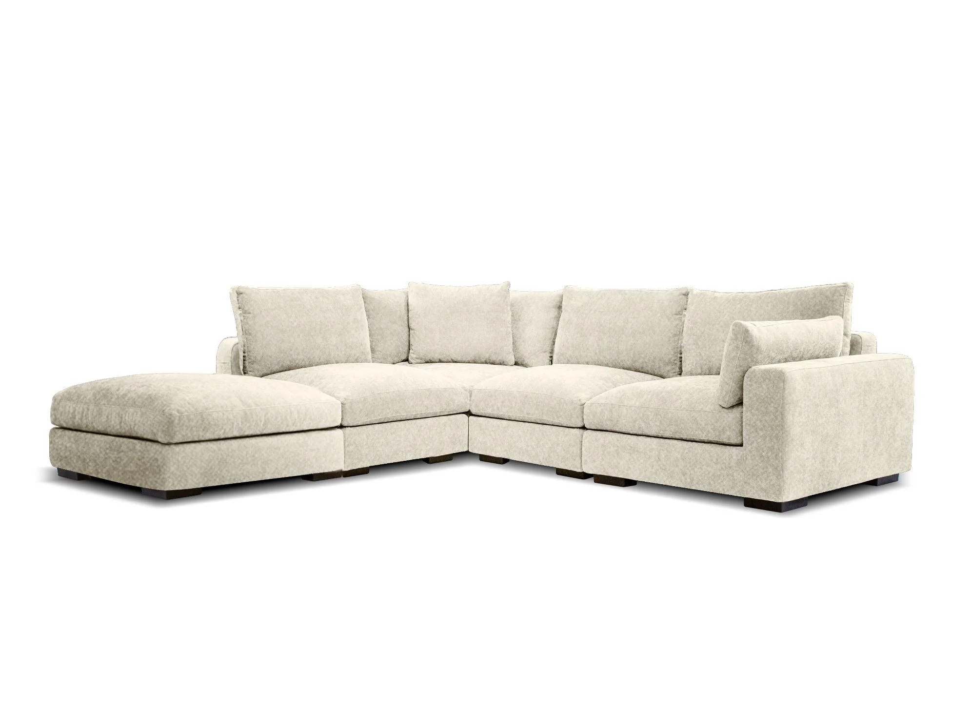 ONZA Sectional 5-Piece Chaise Right Side Facing (Corner, LAF, 2 Armless, Ottoman) - Frankwebs