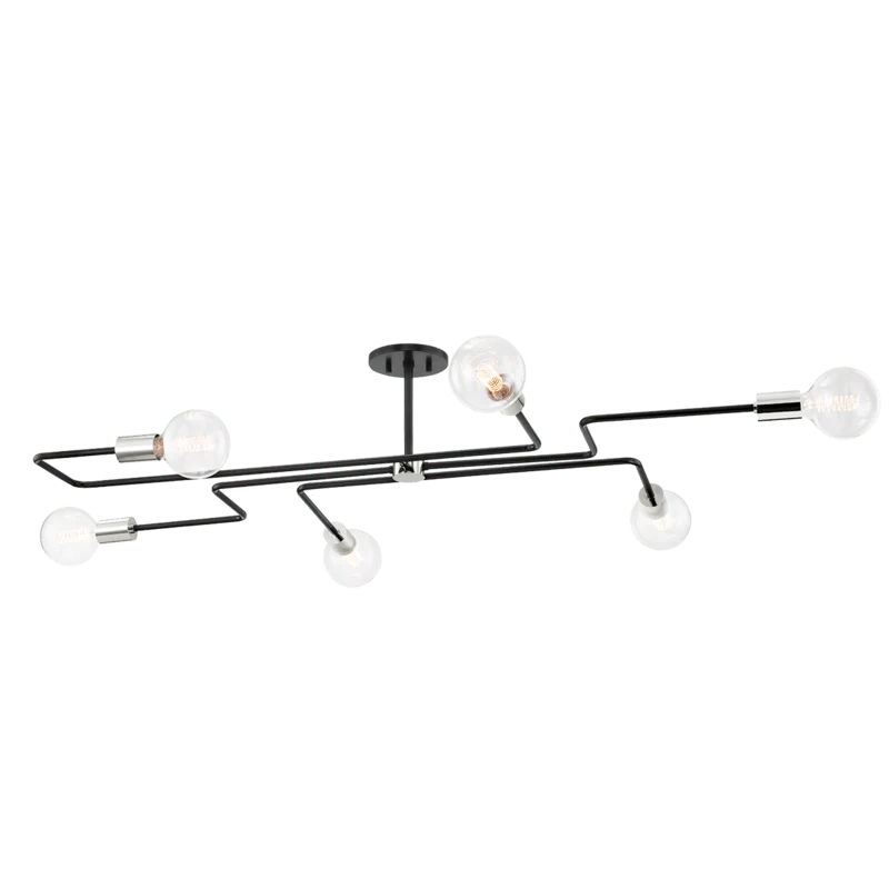 JENA 6 LIGHT SEMI FLUSH MOUNT POLISHED NICKEL MEDIUM - Frankwebs