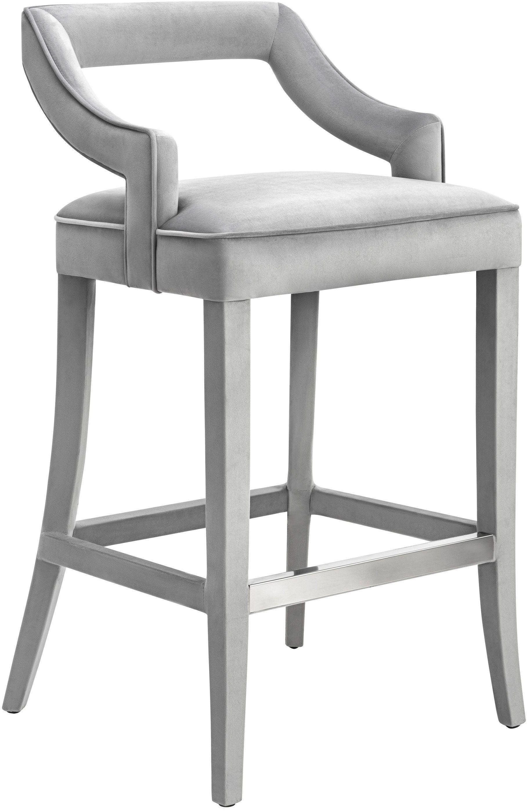 Tiffany Grey Velvet Bar Stool - Frankwebs
