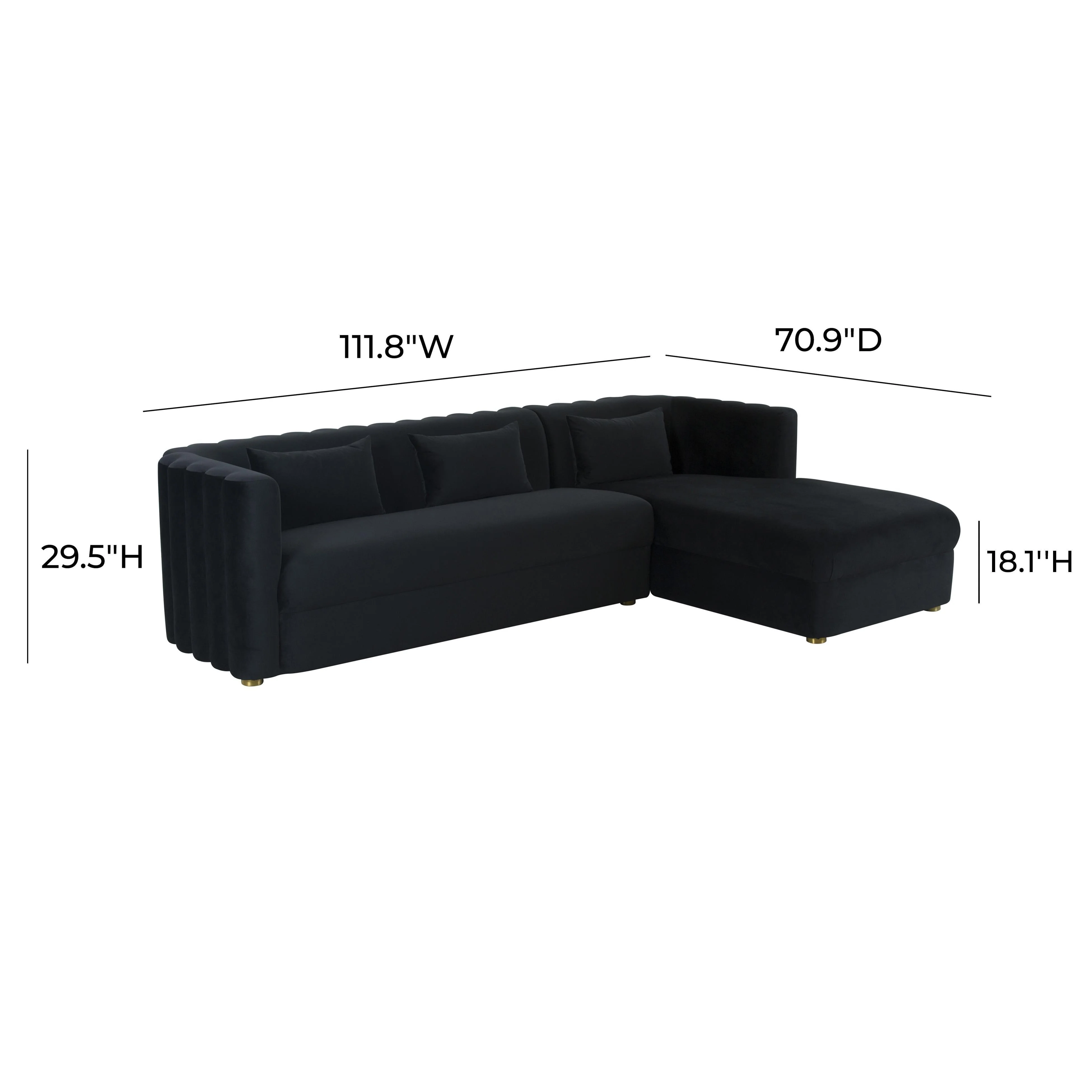 Callie Black Velvet Sectional - RAF - Frankwebs