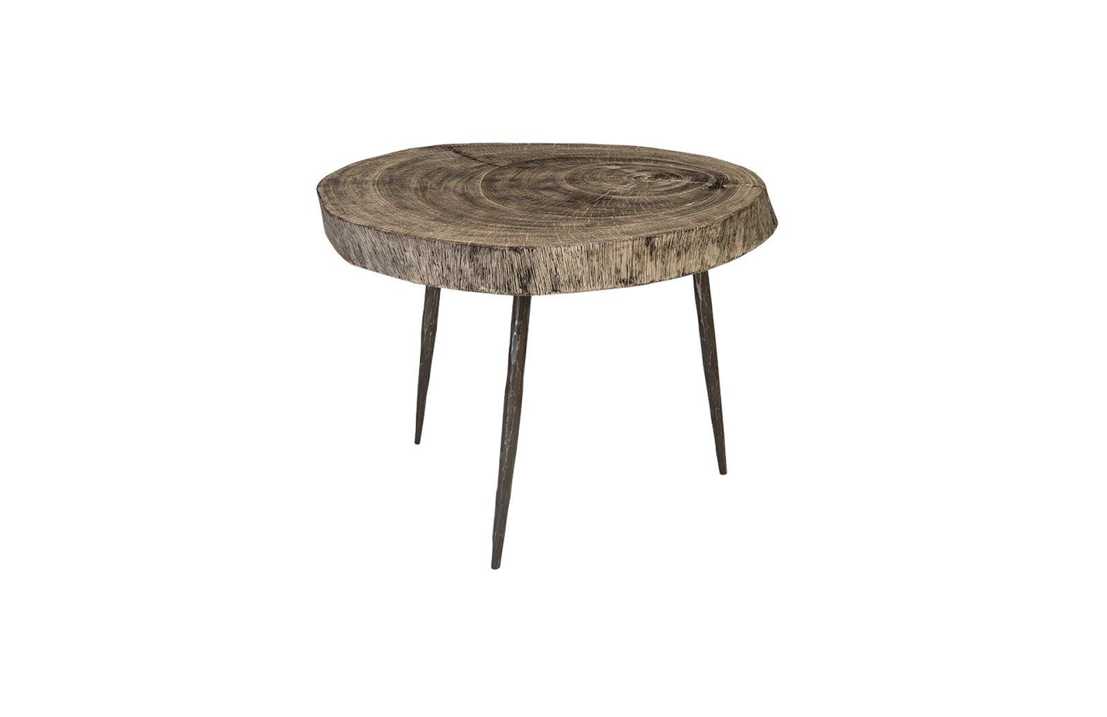 Crosscut Side Table, Gray Stone, Forged Legs - Frankwebs