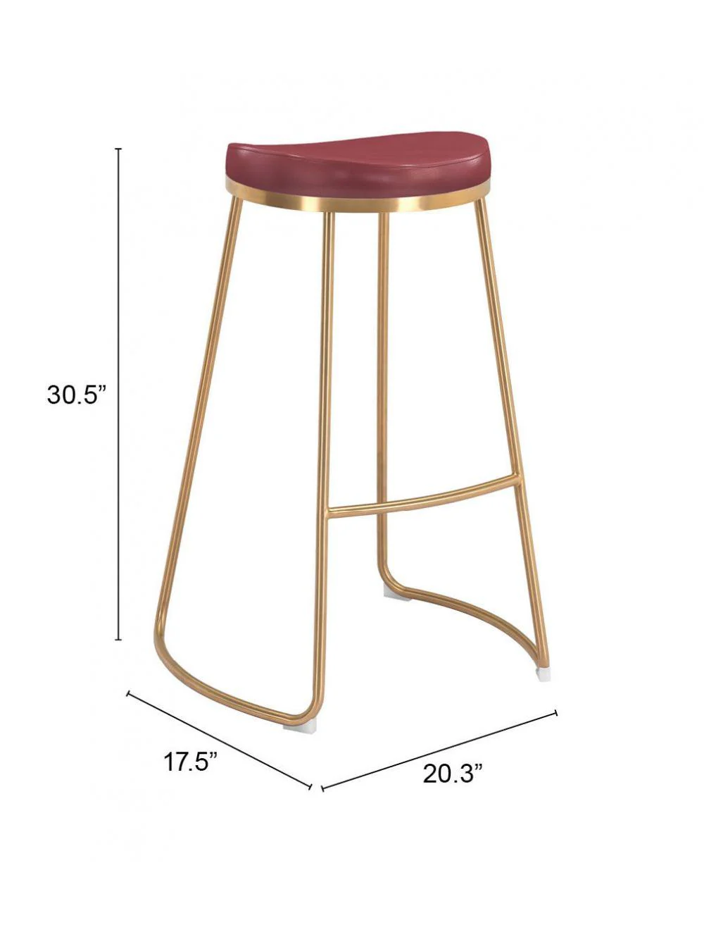Bree Barstool (Set of 2) Burgundy & Gold - Frankwebs