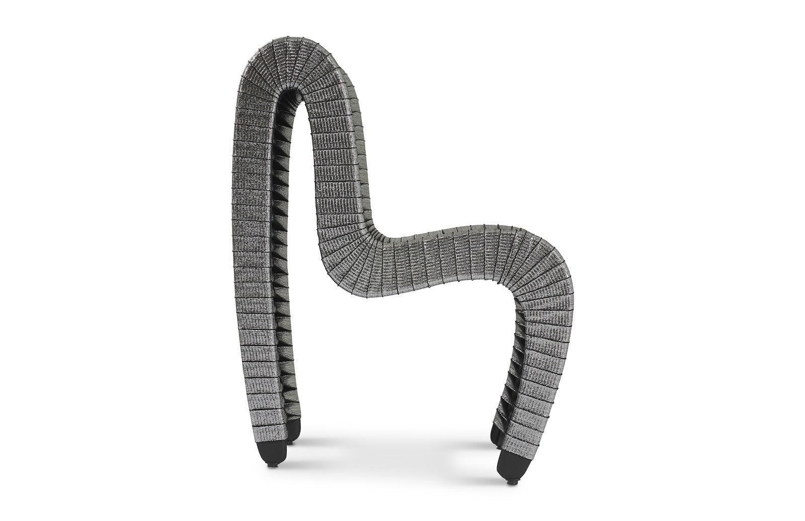 Seat Belt Dining Chair, Silver, Metallic - Frankwebs