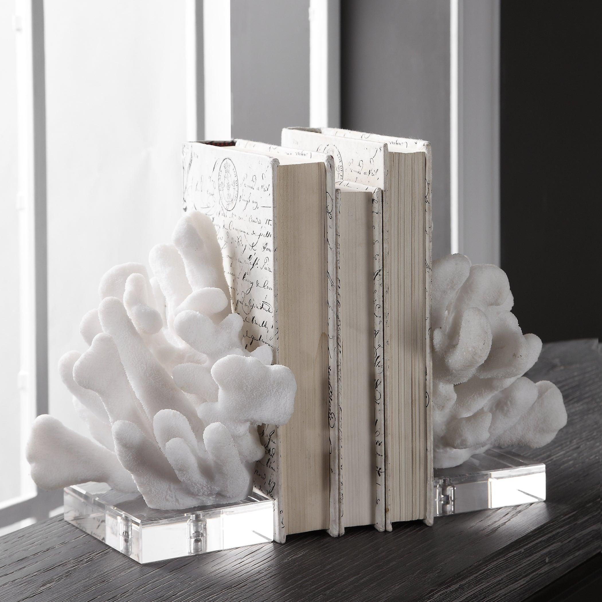 CHARBEL WHITE BOOKENDS, SET/2 - Frankwebs