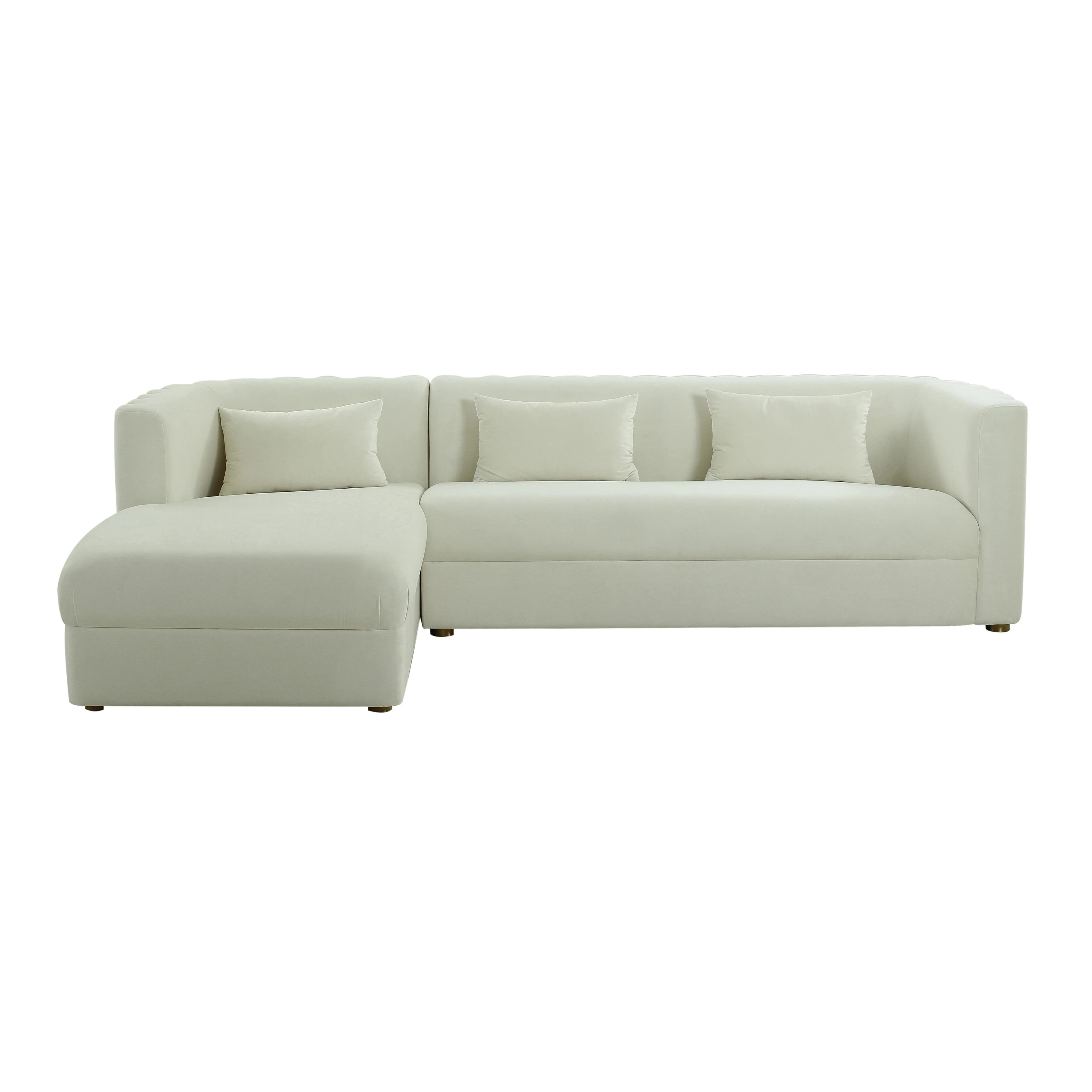 Callie Cream Velvet Sectional - LAF - Frankwebs