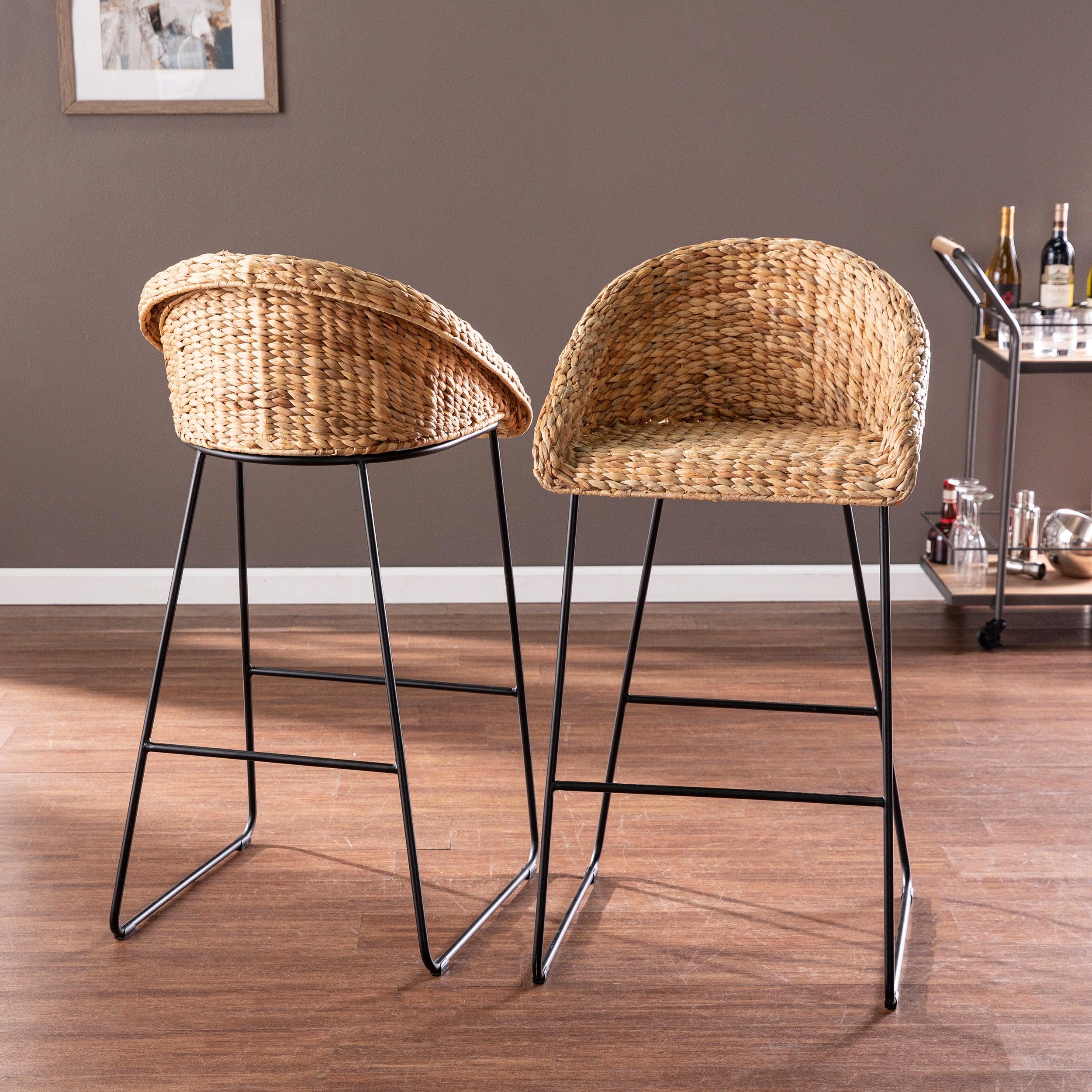Landrine Water Hyacinth Bar Stools – 2pc Set - Frankwebs