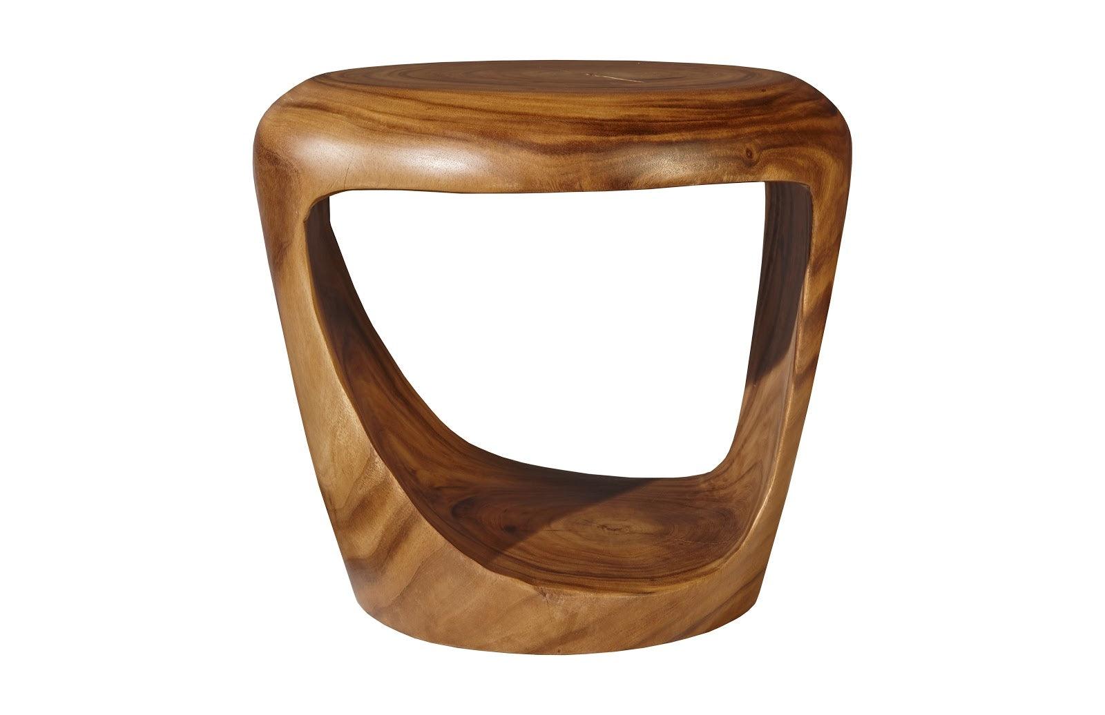 Grotto Wood Stool, Chamcha Wood, Natural - Frankwebs