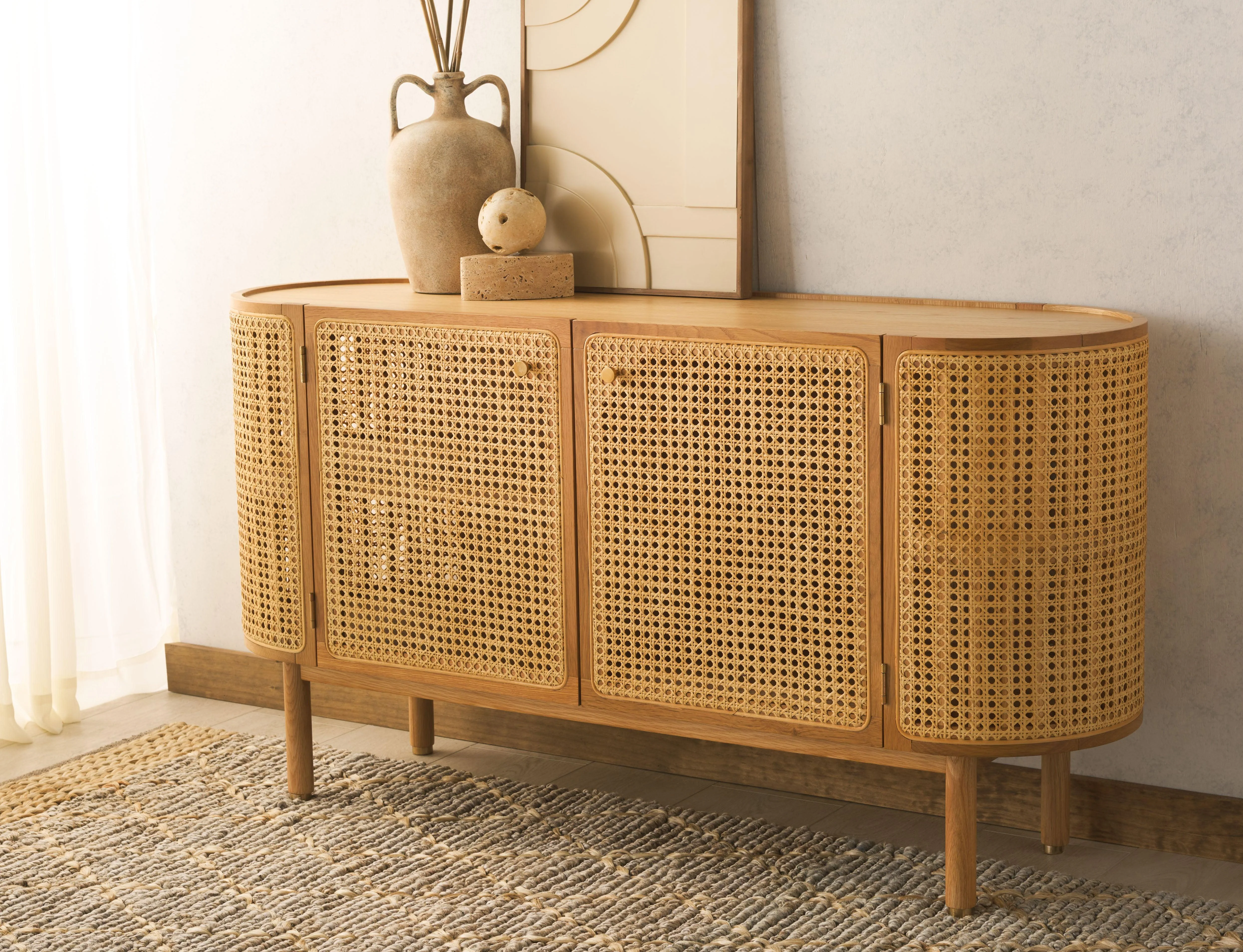 DOLLY CANE AND WOOD SIDEBOARD - Frankwebs