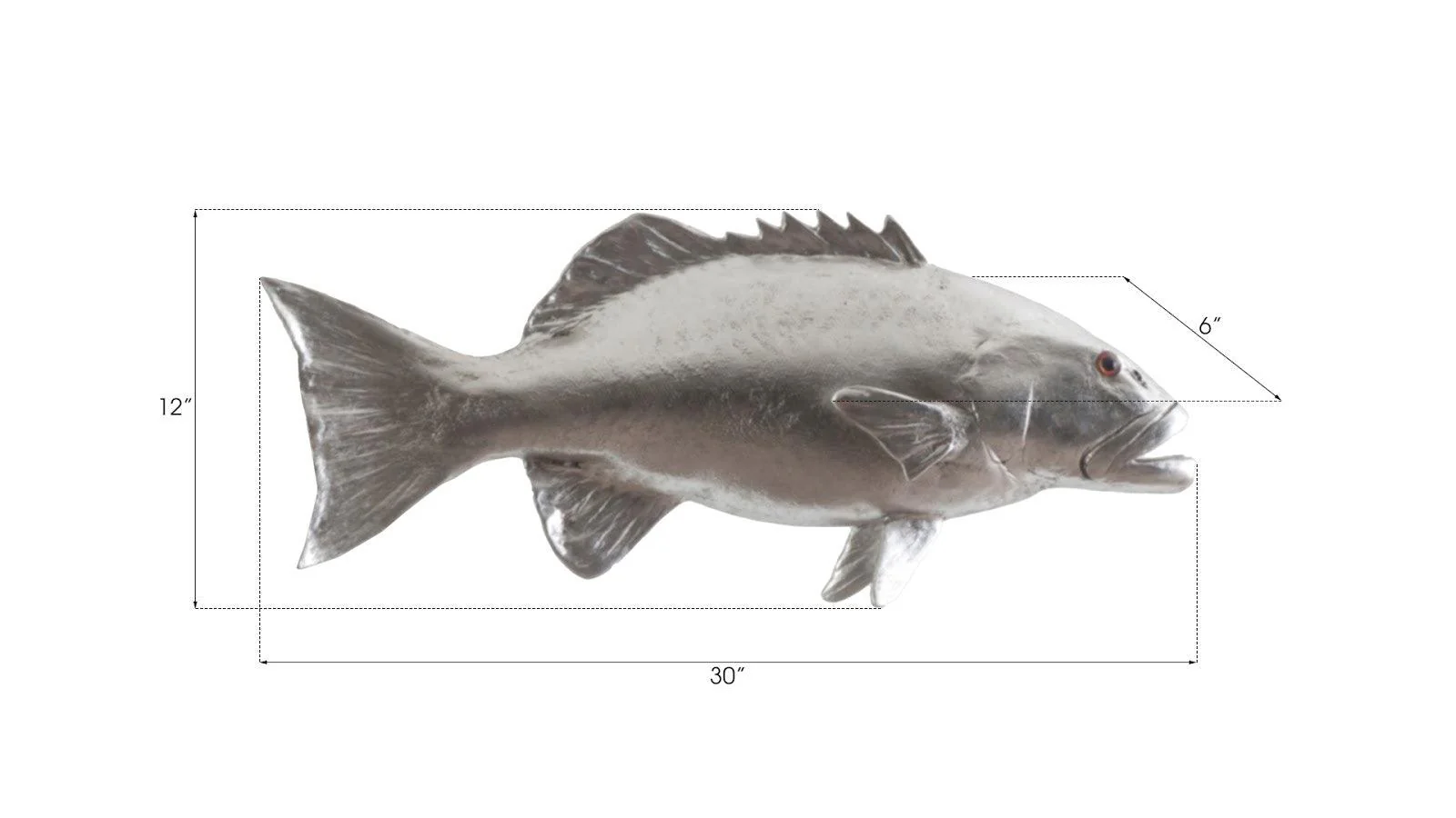 Coral Trout Fish Wall Sculpture, Resin, Silver Leaf - Frankwebs