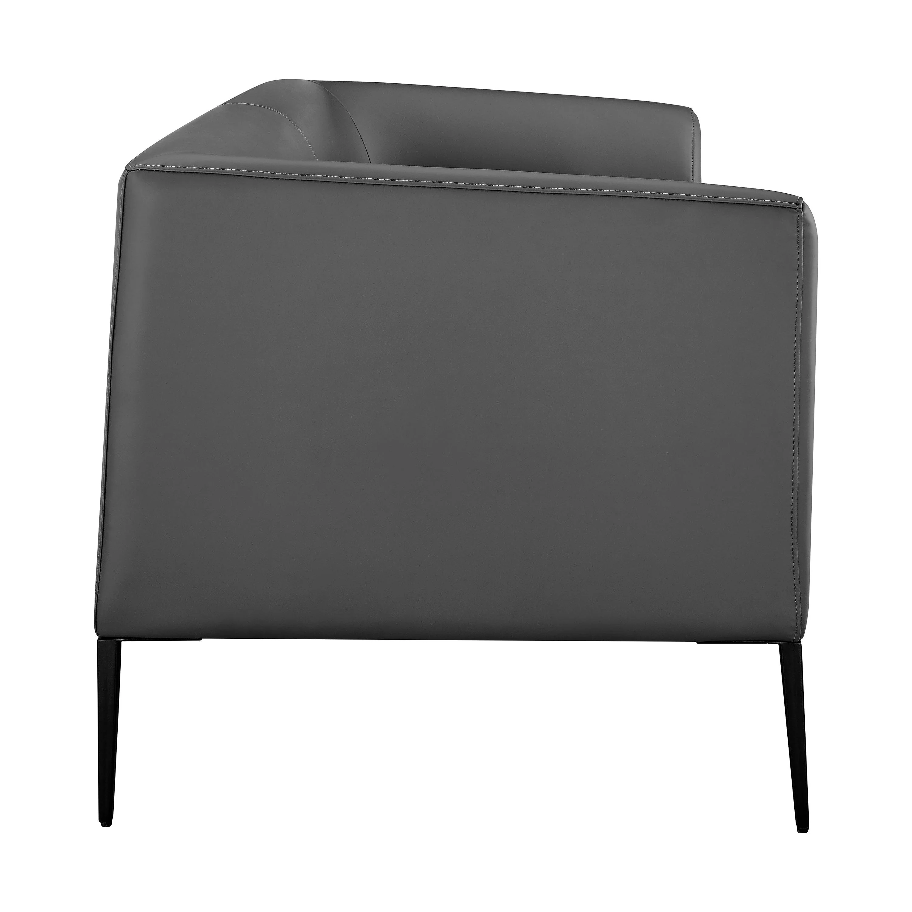 Matias Loveseat in Gray Leatherette with Matte Black Legs - Frankwebs