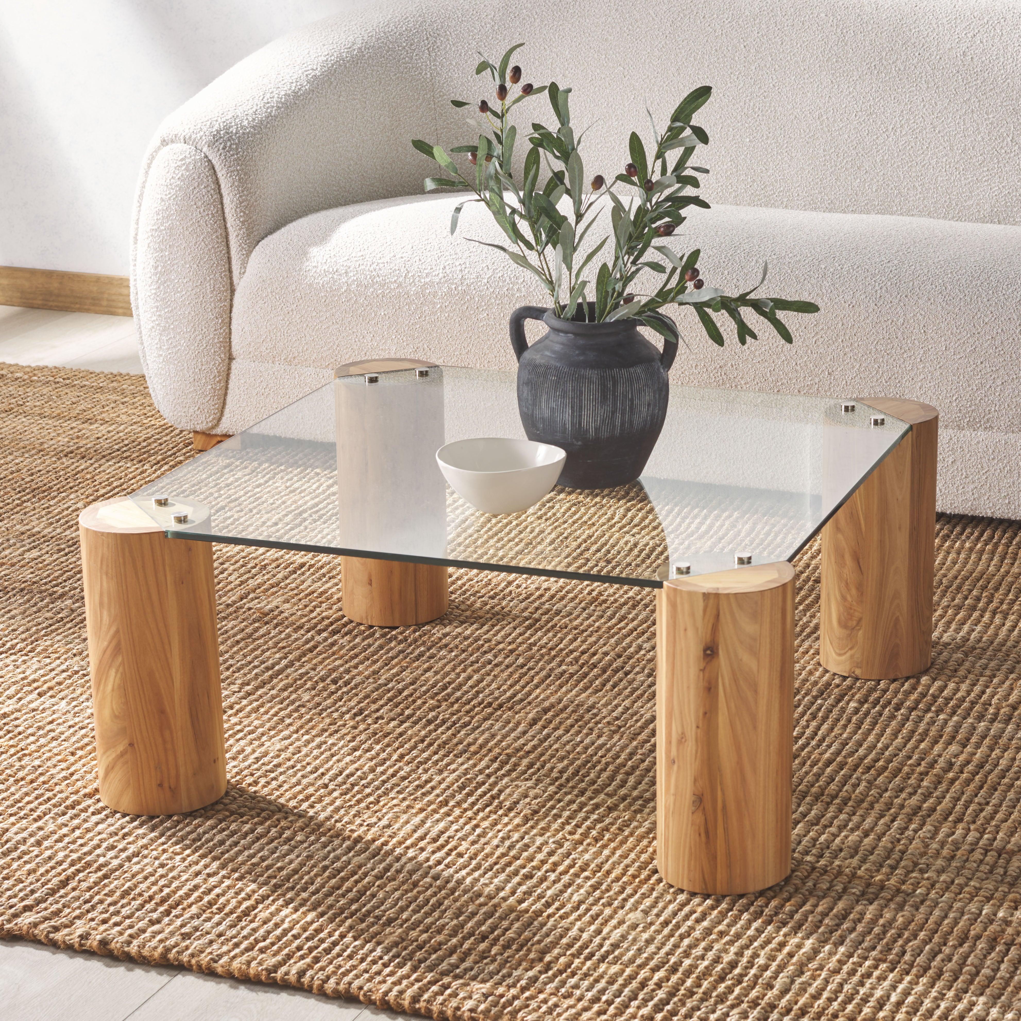 ROBBIE SQUARE GLASS TOP COFFEE TABLE - Frankwebs