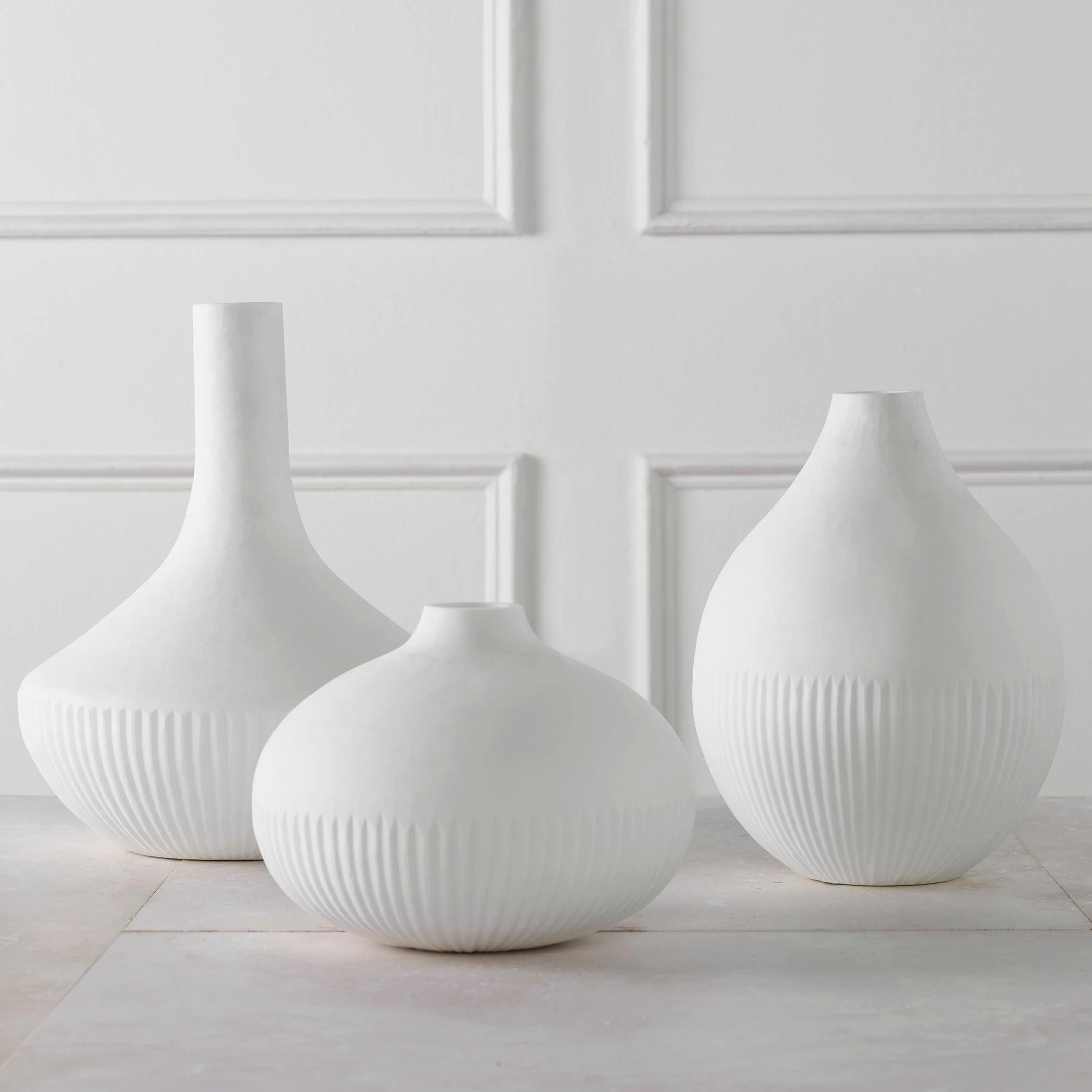 Apothecary Satin White Vases, Set/3 - Frankwebs