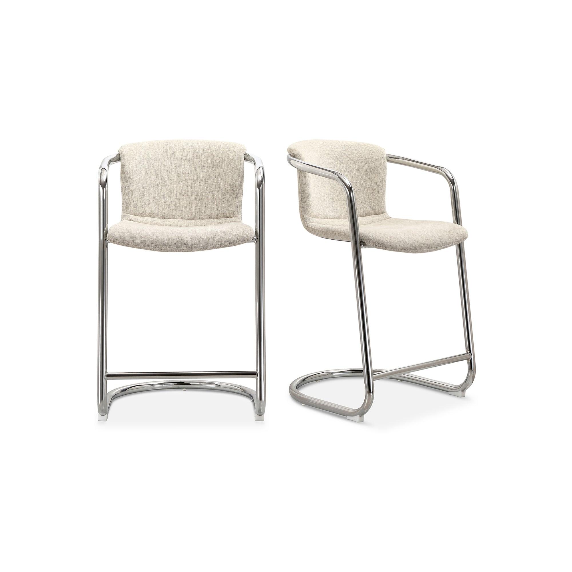 Freeman Chrome Frame Counter Stool Blended Cream - Set Of Two - Frankwebs