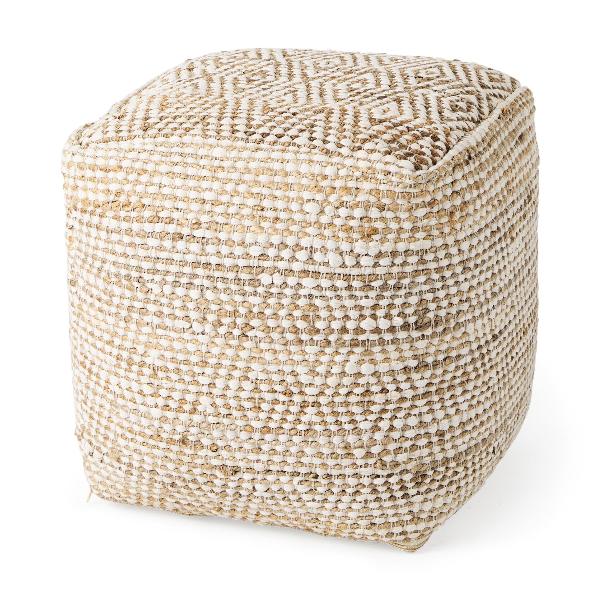 Ekani Cream/Beige Cotton Pouf - Frankwebs