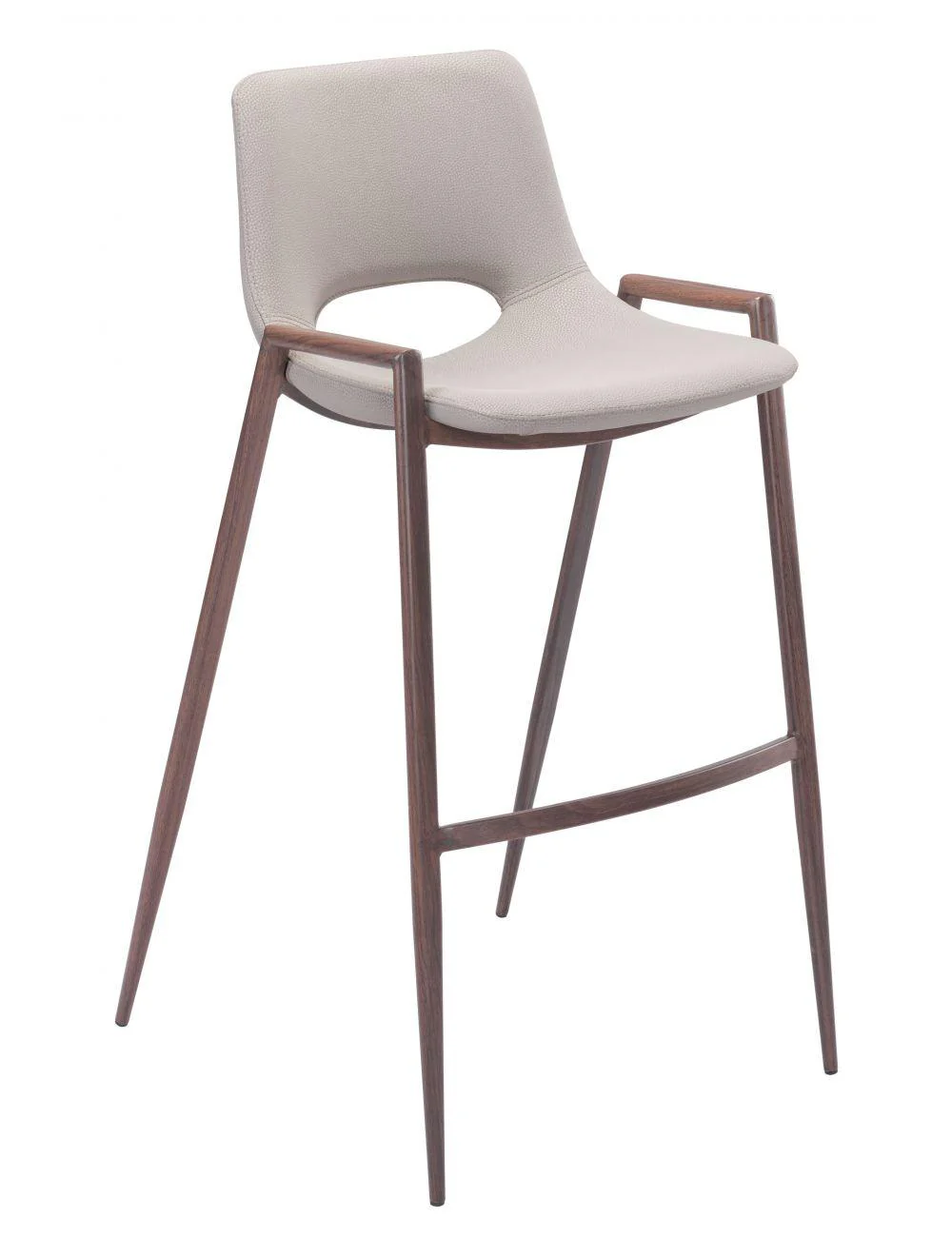 Desi Bar Chair (Set of 2) Beige & Walnut - Frankwebs