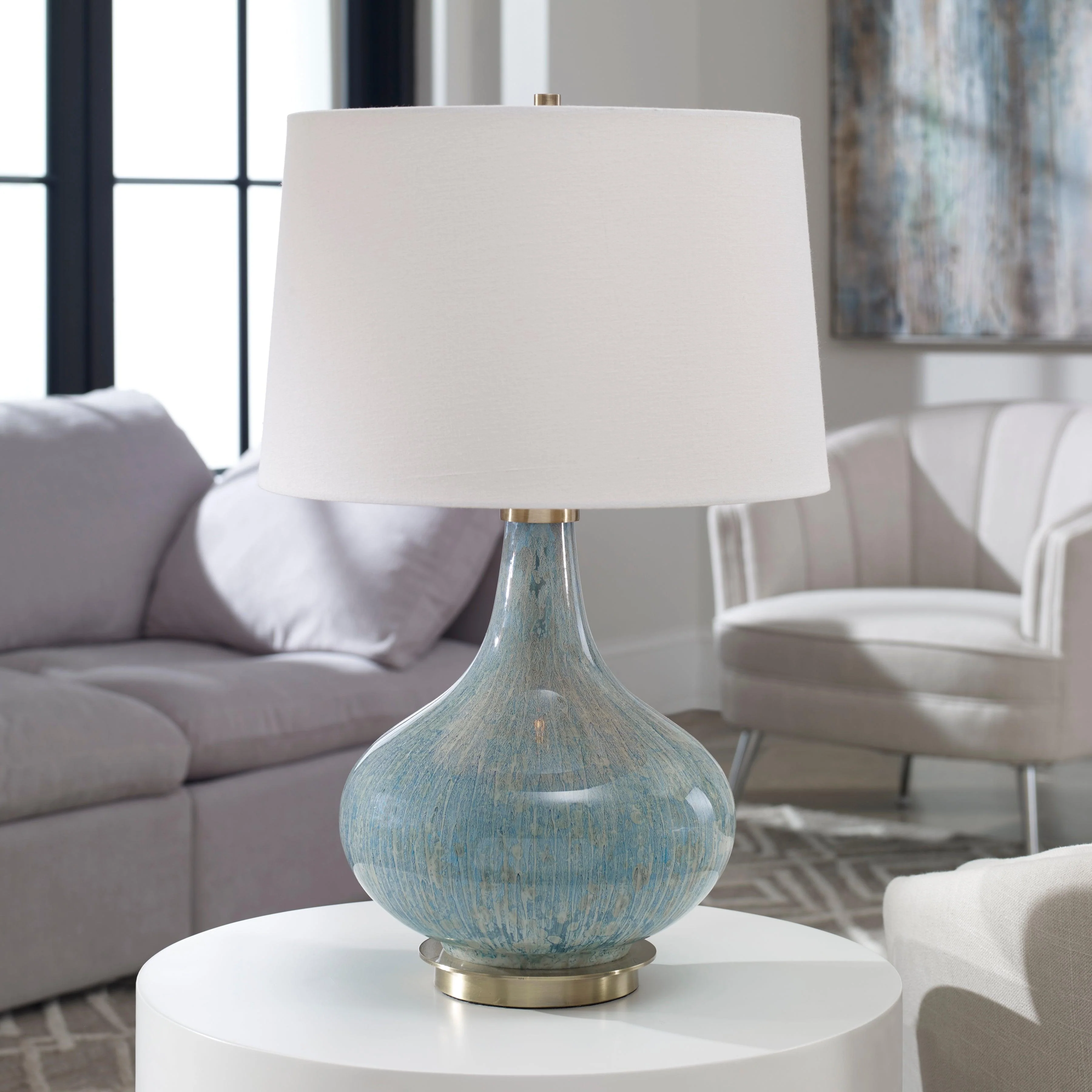 Celinda Blue Gray Glass Lamp - Frankwebs