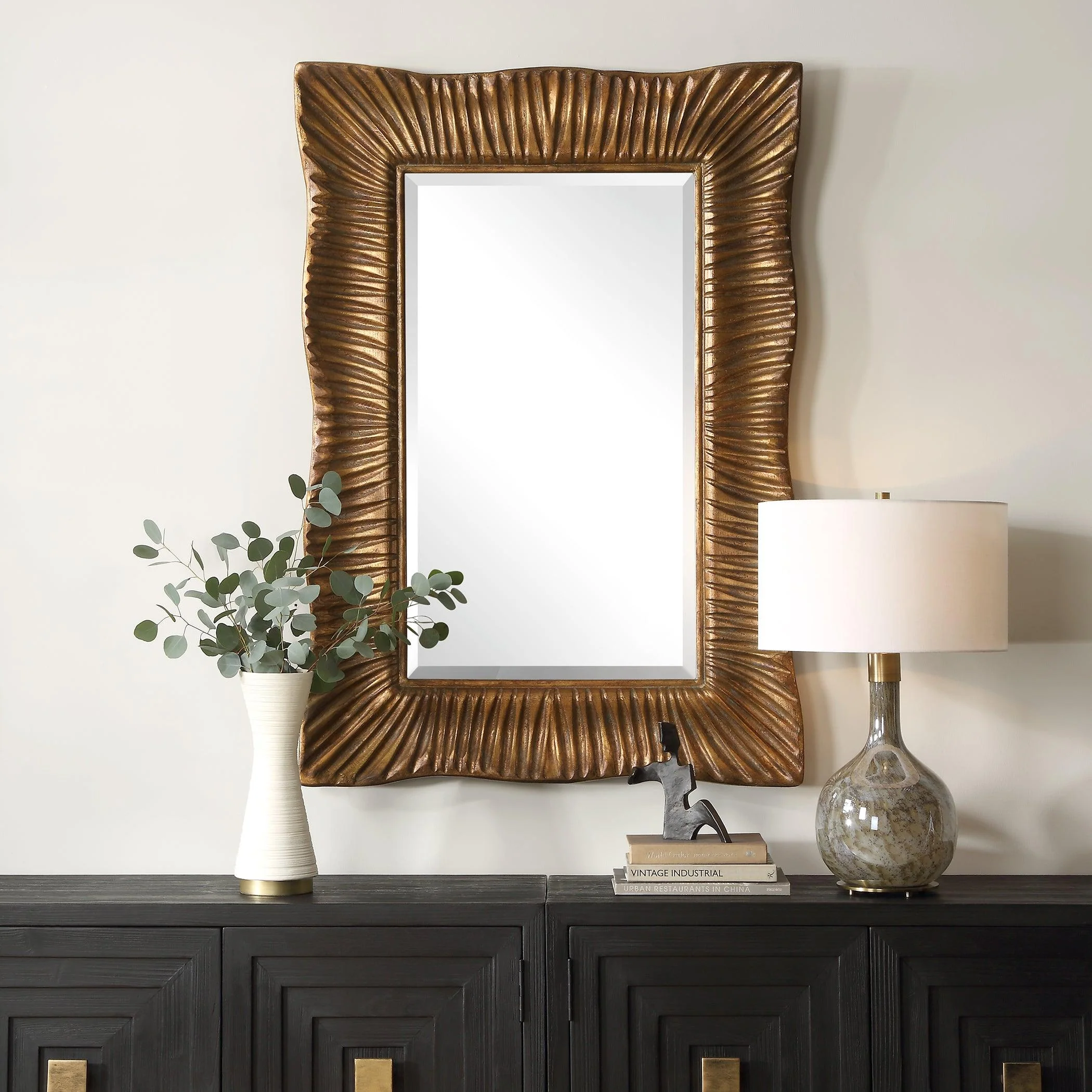 Emerson Scalloped Antique Gold Mirror - Frankwebs
