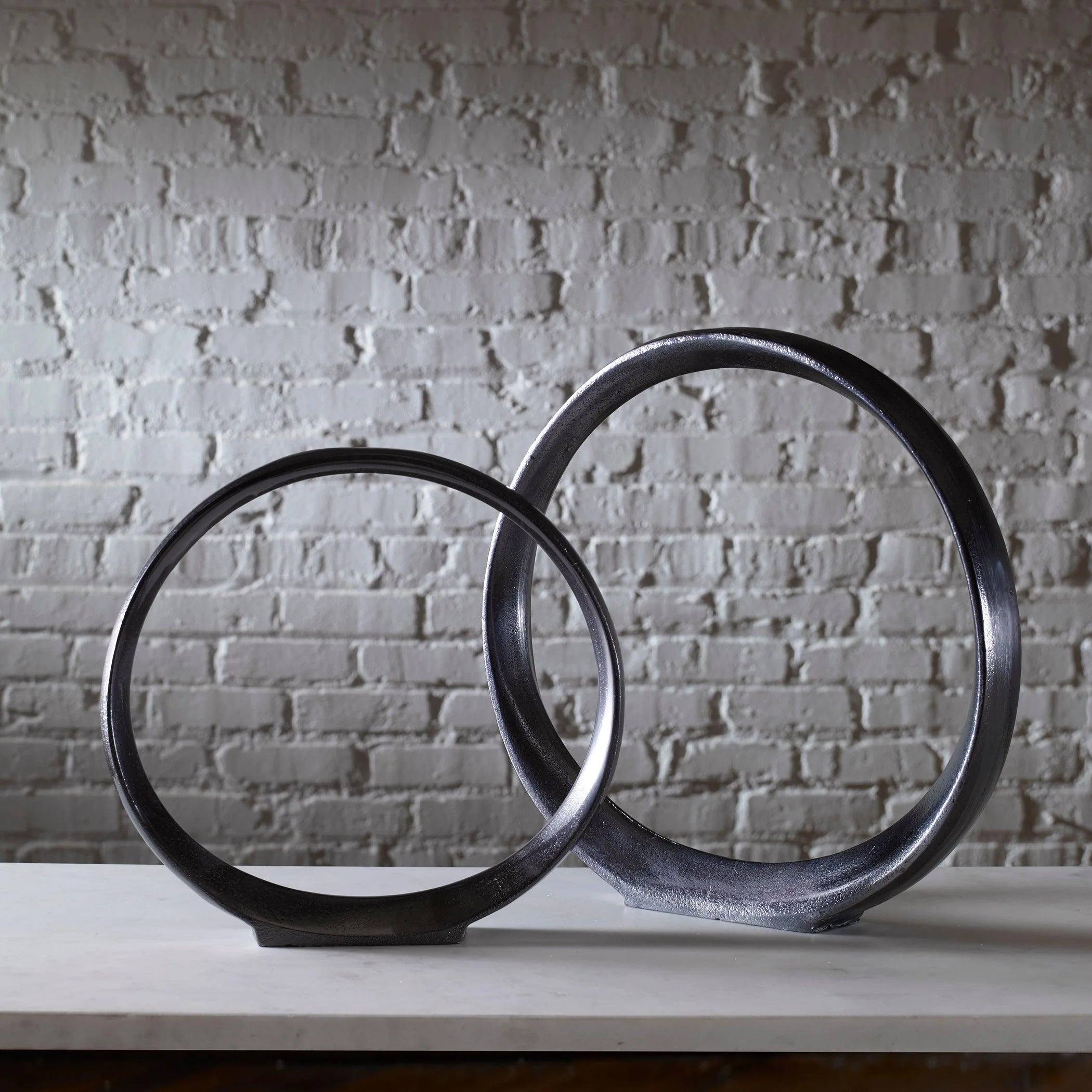 ORBITS BLACK RING SCULPTURES, SET OF 2 - Frankwebs
