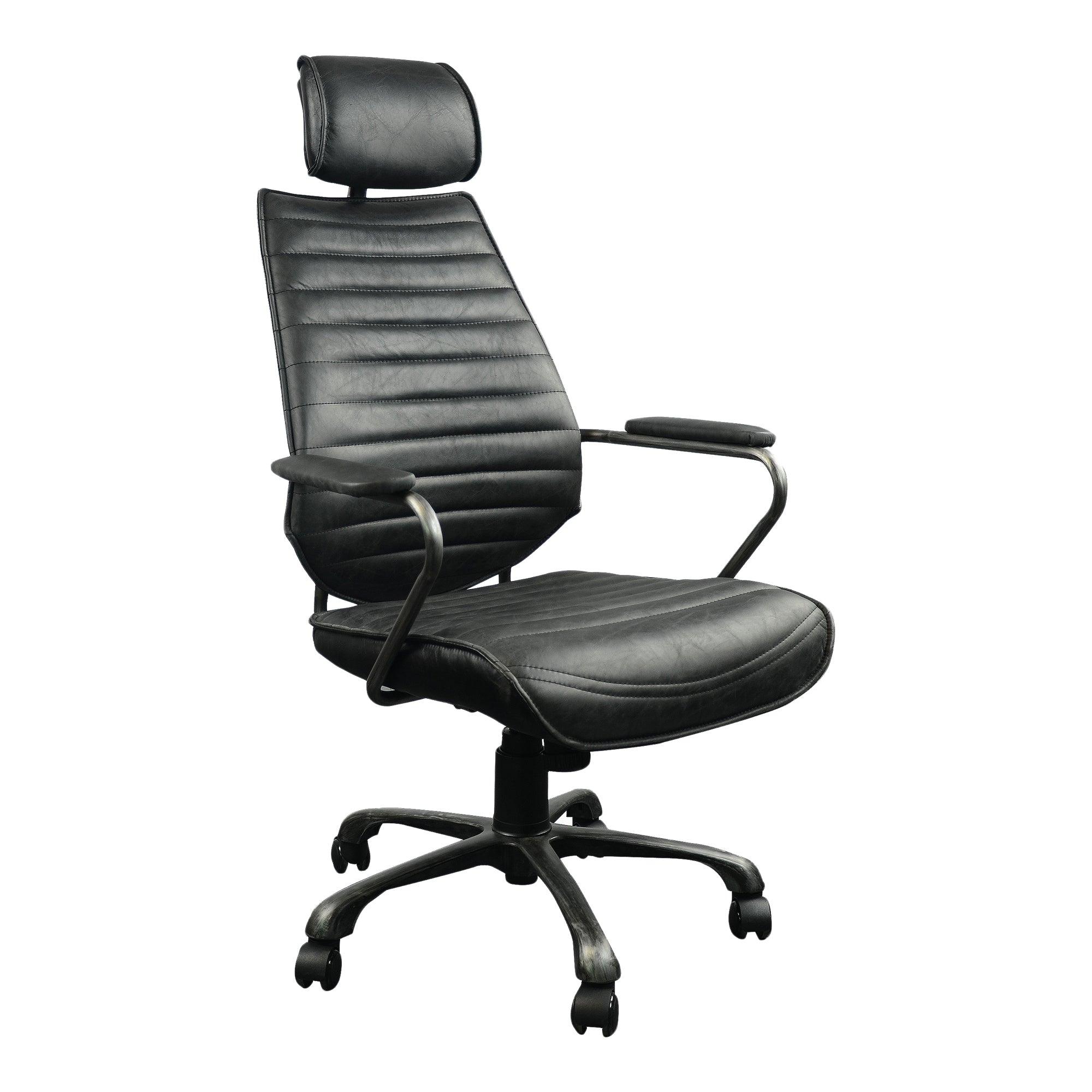 Executive Swivel Office Chair Onyx Black Leather - Frankwebs