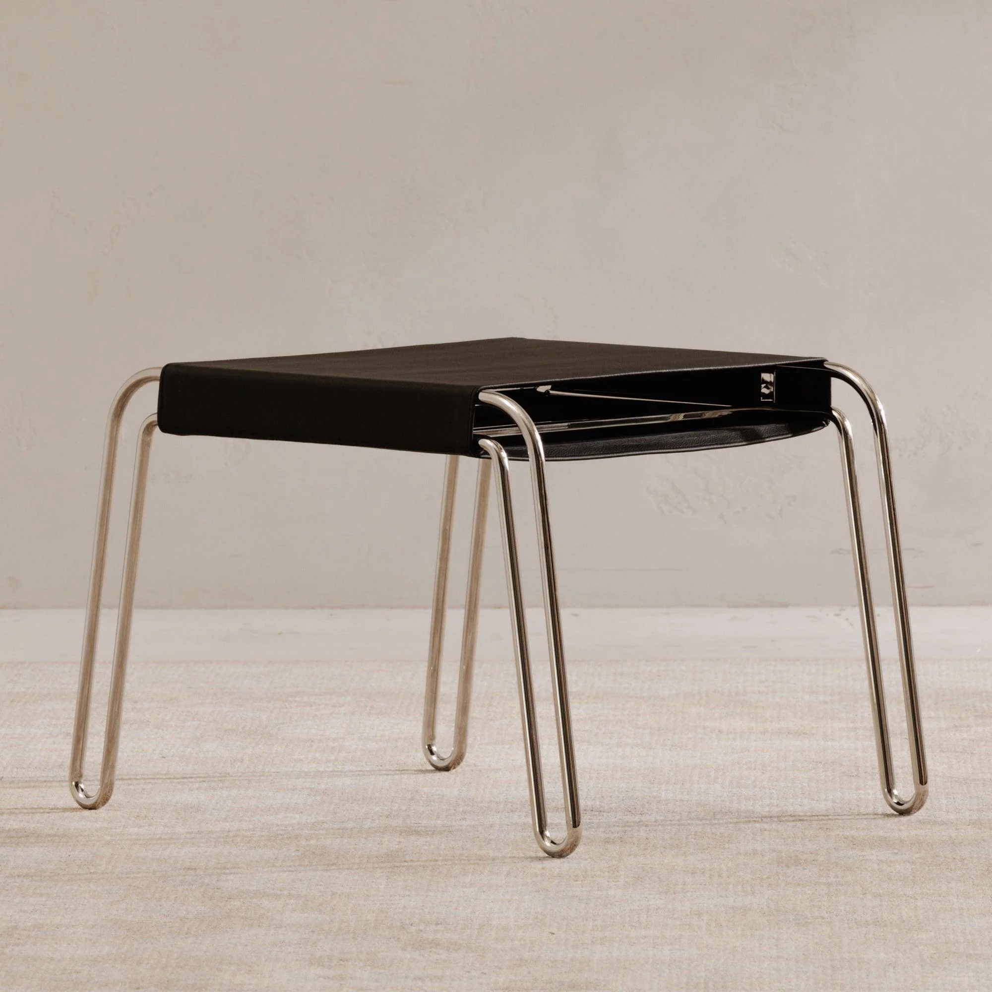 Petra Leather Stool Black - Frankwebs