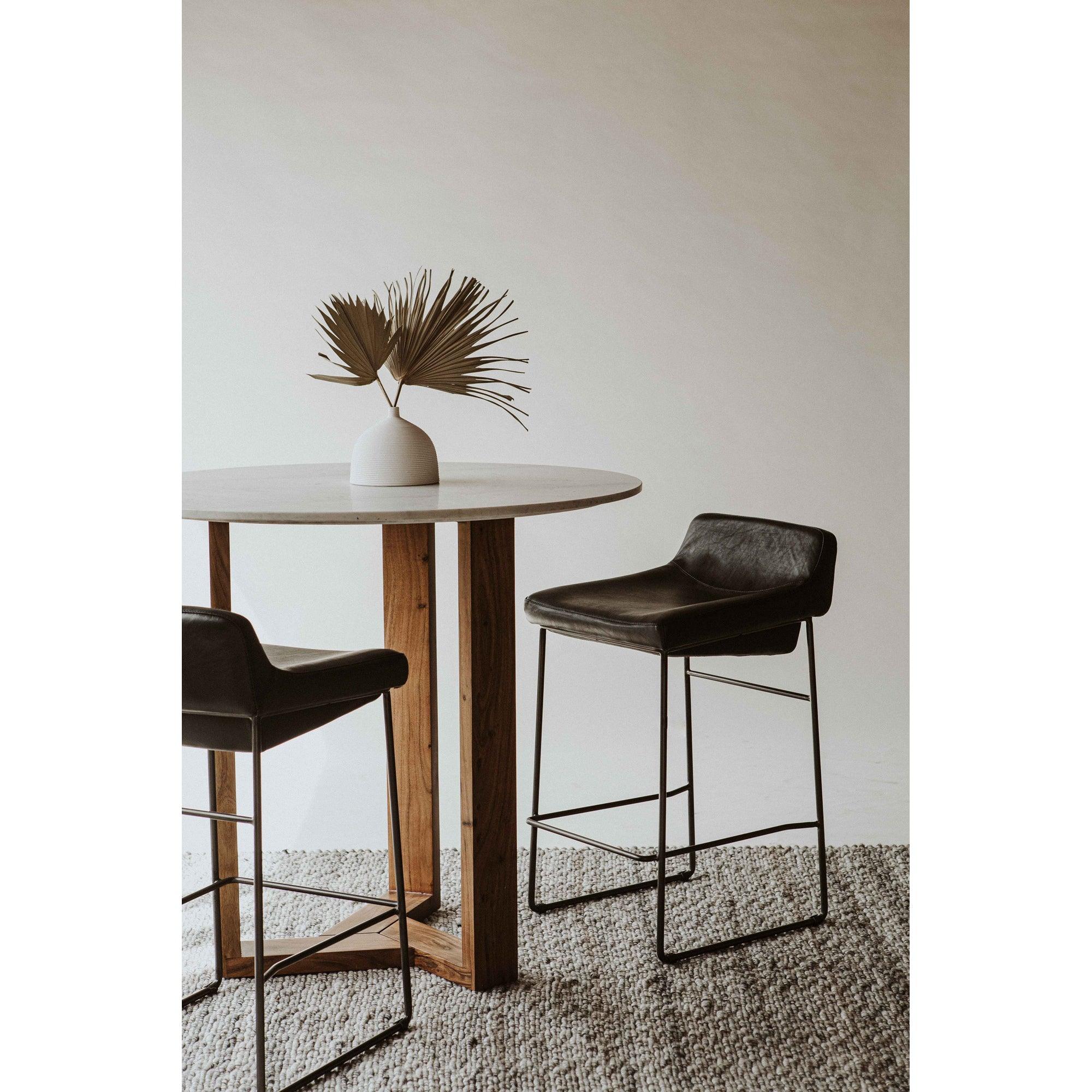 Starlet Counter Stool Onyx Black Leather  - Set Of Two - Frankwebs