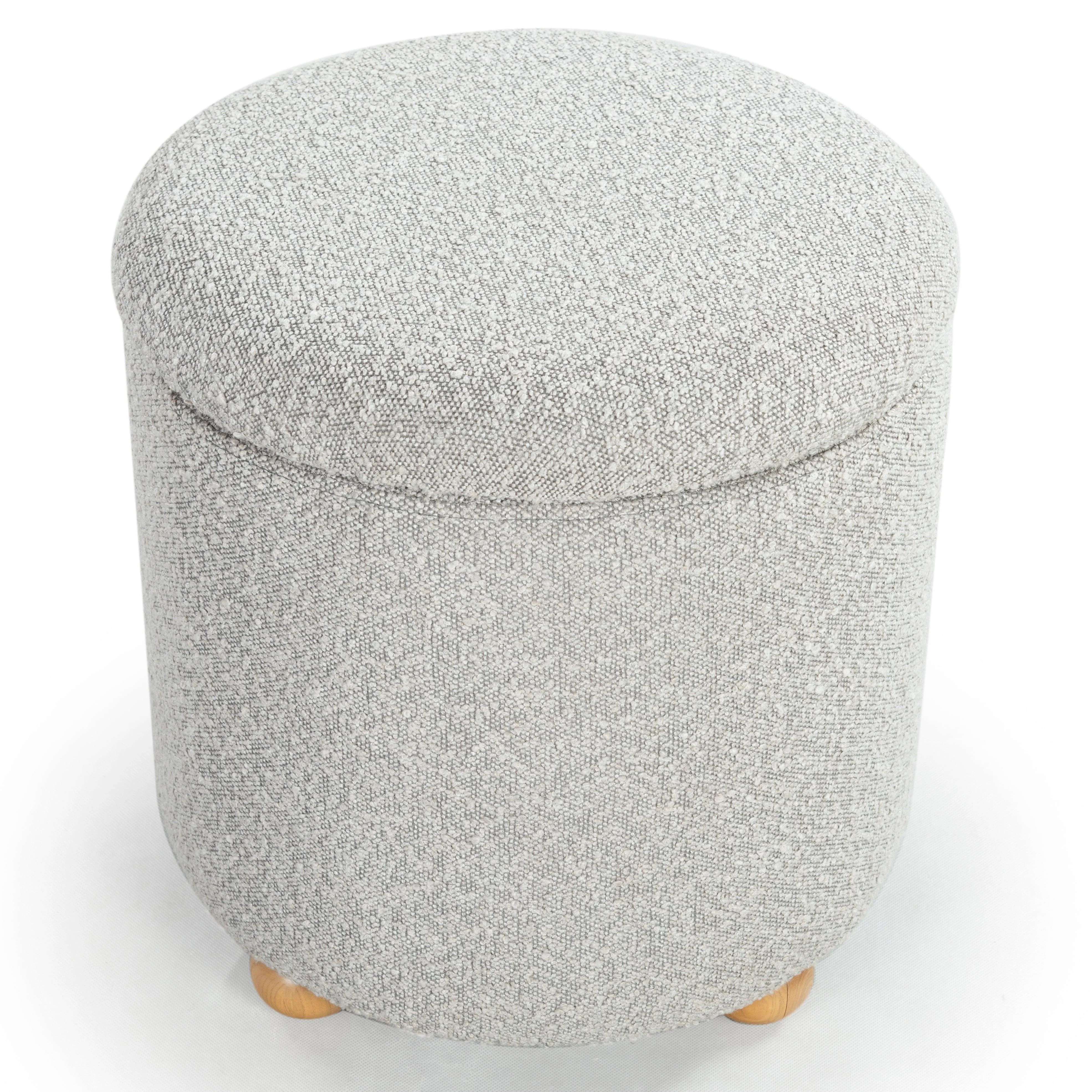 BECKA ROUND BOUCLE STORAGE OTTOMAN - Frankwebs