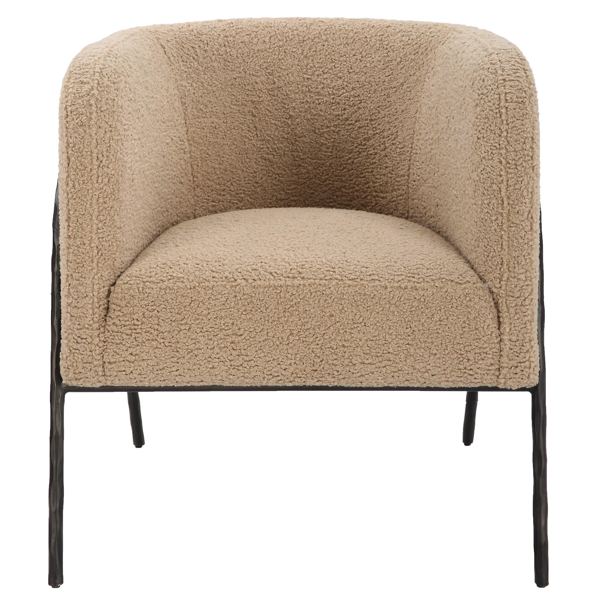 Jacobsen Tan Shearling Barrel Chair - Frankwebs
