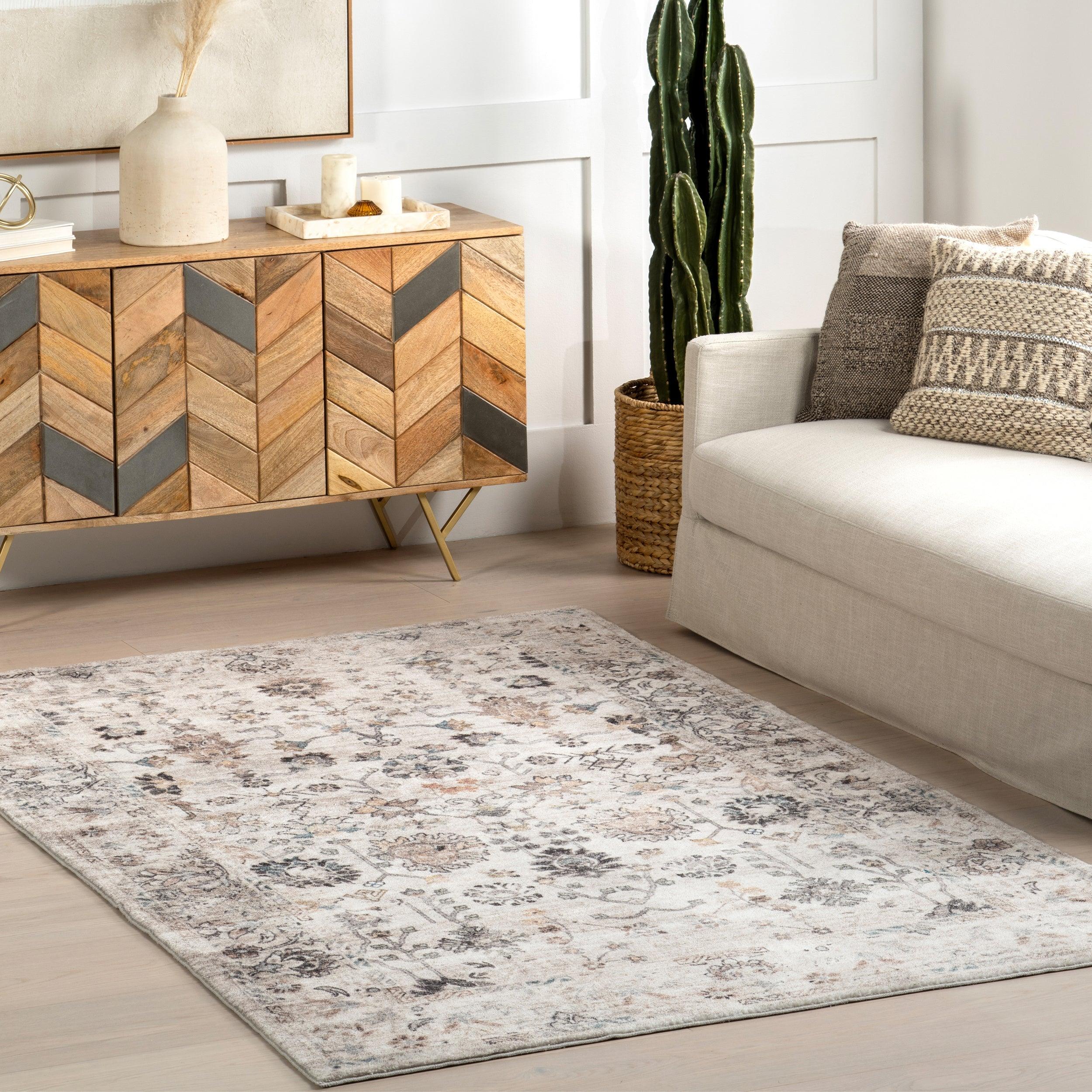 Ashby Floral Medallion Machine Washable Area Rug - Frankwebs