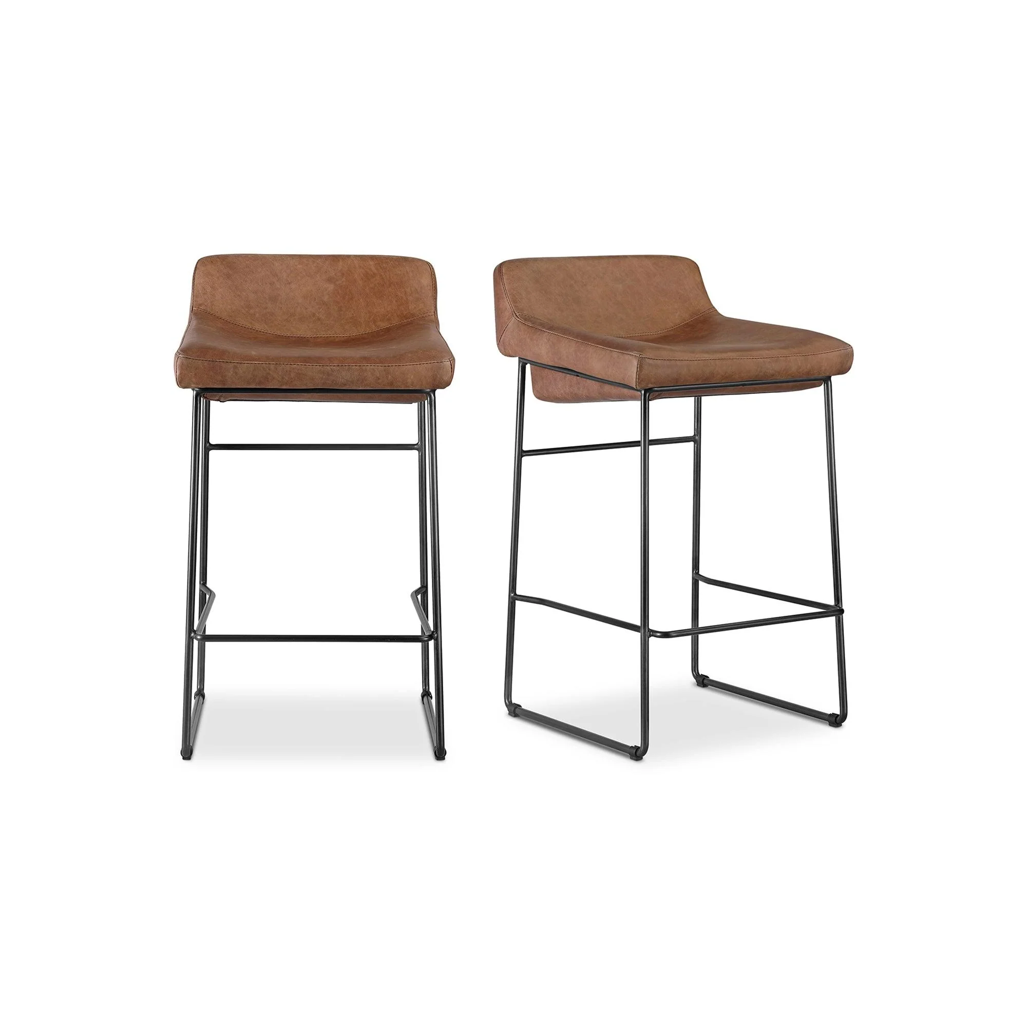 Starlet Counter Stool Open Road Brown Leather - Set Of Two - Frankwebs
