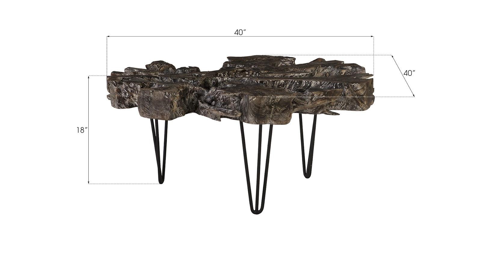 Round Top Coffee Table, Black Wash Finish - Frankwebs