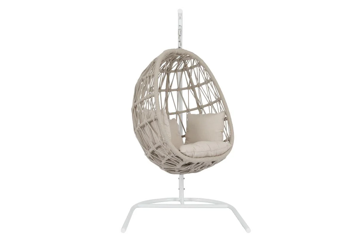 Dana Rope Hanging Club Chair in Linen Canvas w/ Self Welt - Frankwebs