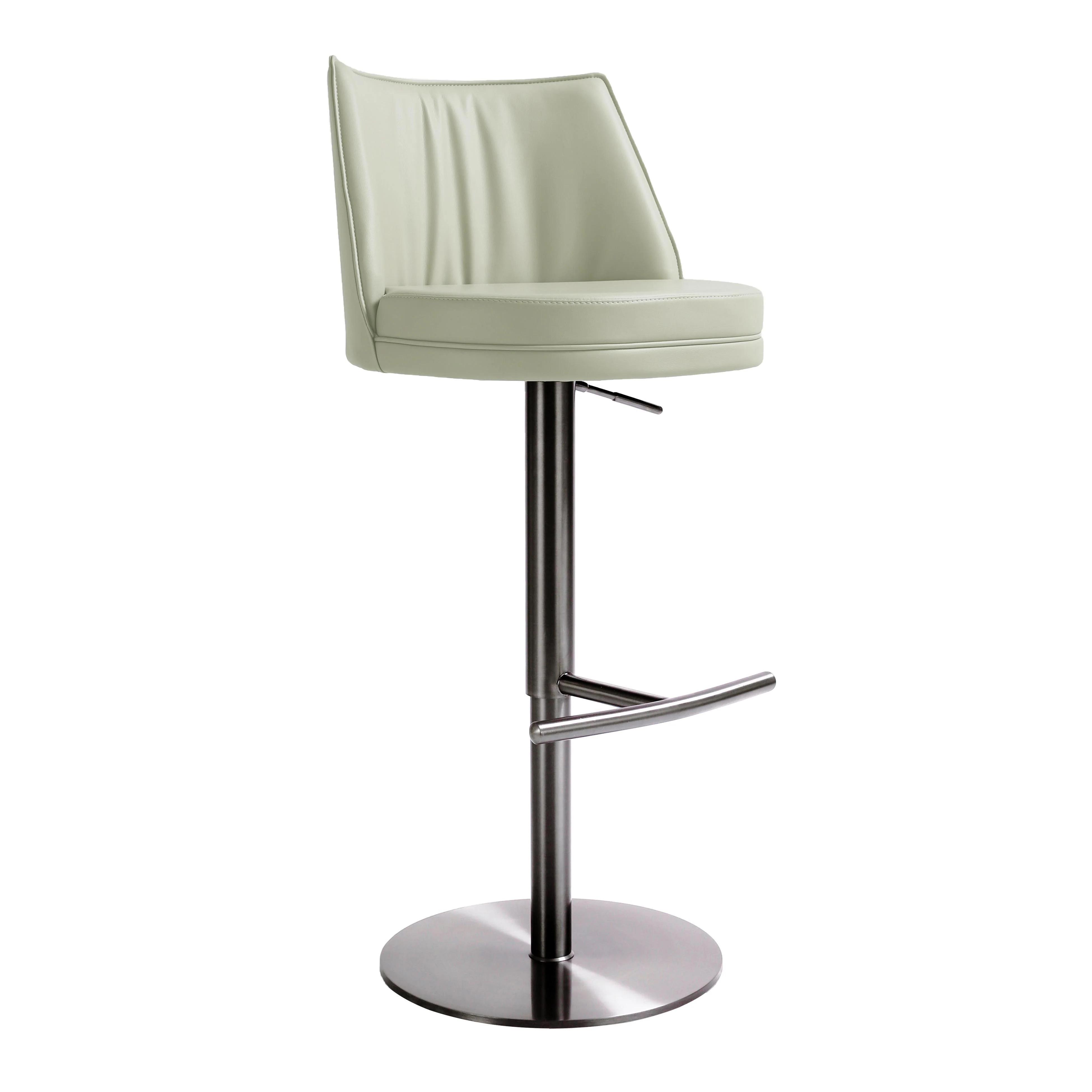 Gala Light Grey Vegan Leather on Black Adjustable Stool - Frankwebs