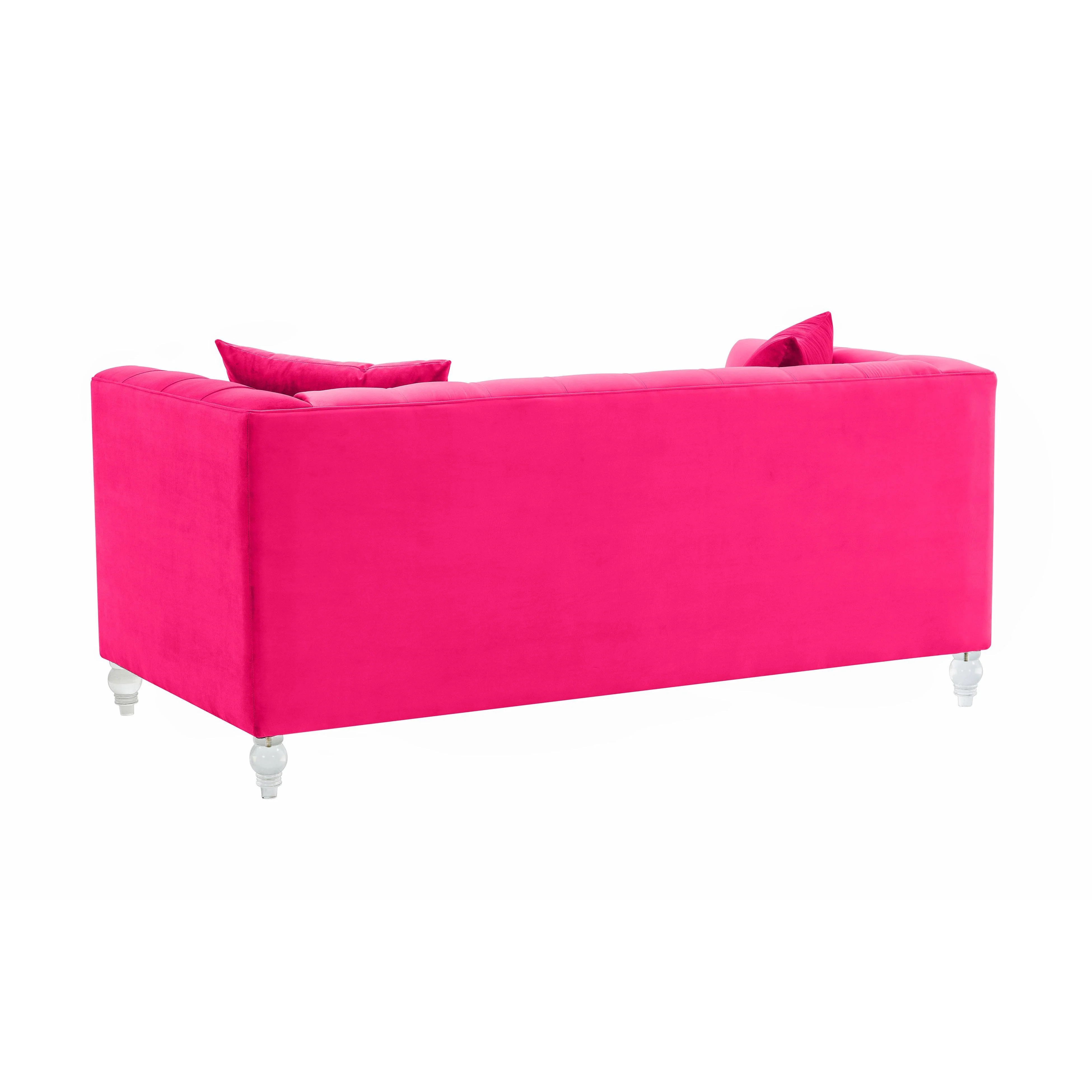 Bea Hot Pink Velvet Loveseat - Frankwebs
