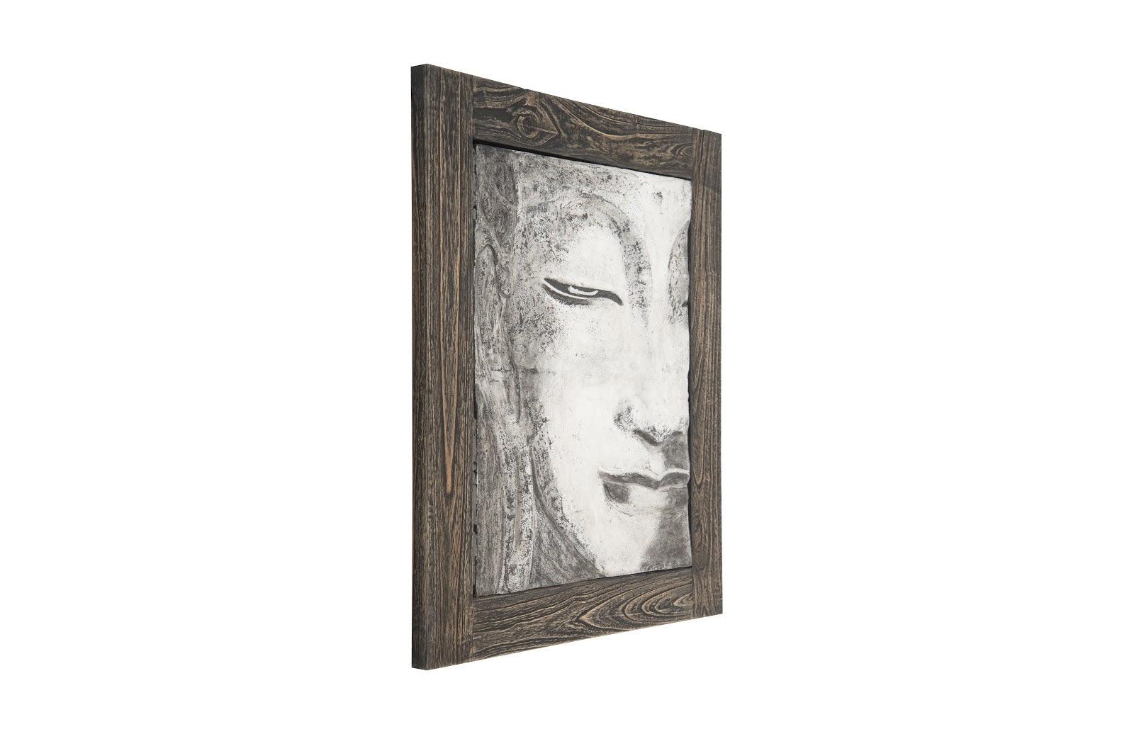 Antique Concrete Buddha Relief Wall Art, Looking Straight - Frankwebs