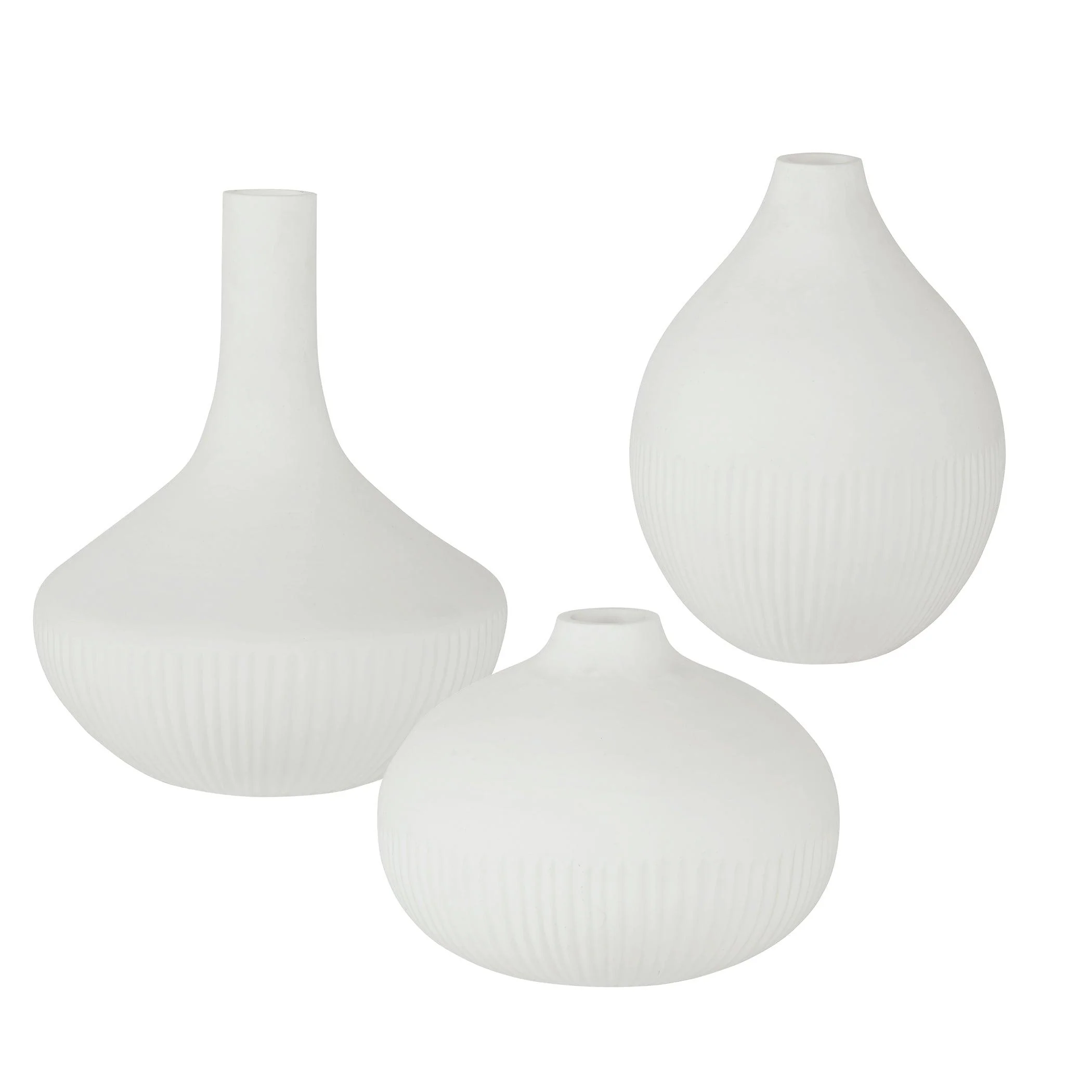 Apothecary Satin White Vases, Set/3 - Frankwebs